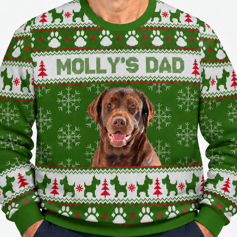 Dog's Name Dad Personalised Christmas Jumper