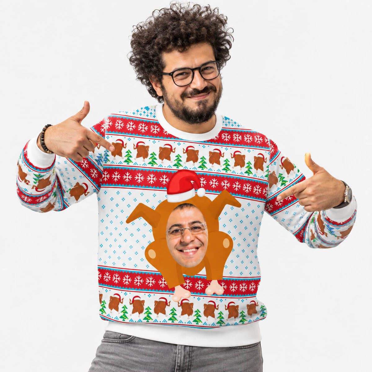 Turkey Face Personalised Christmas Jumper