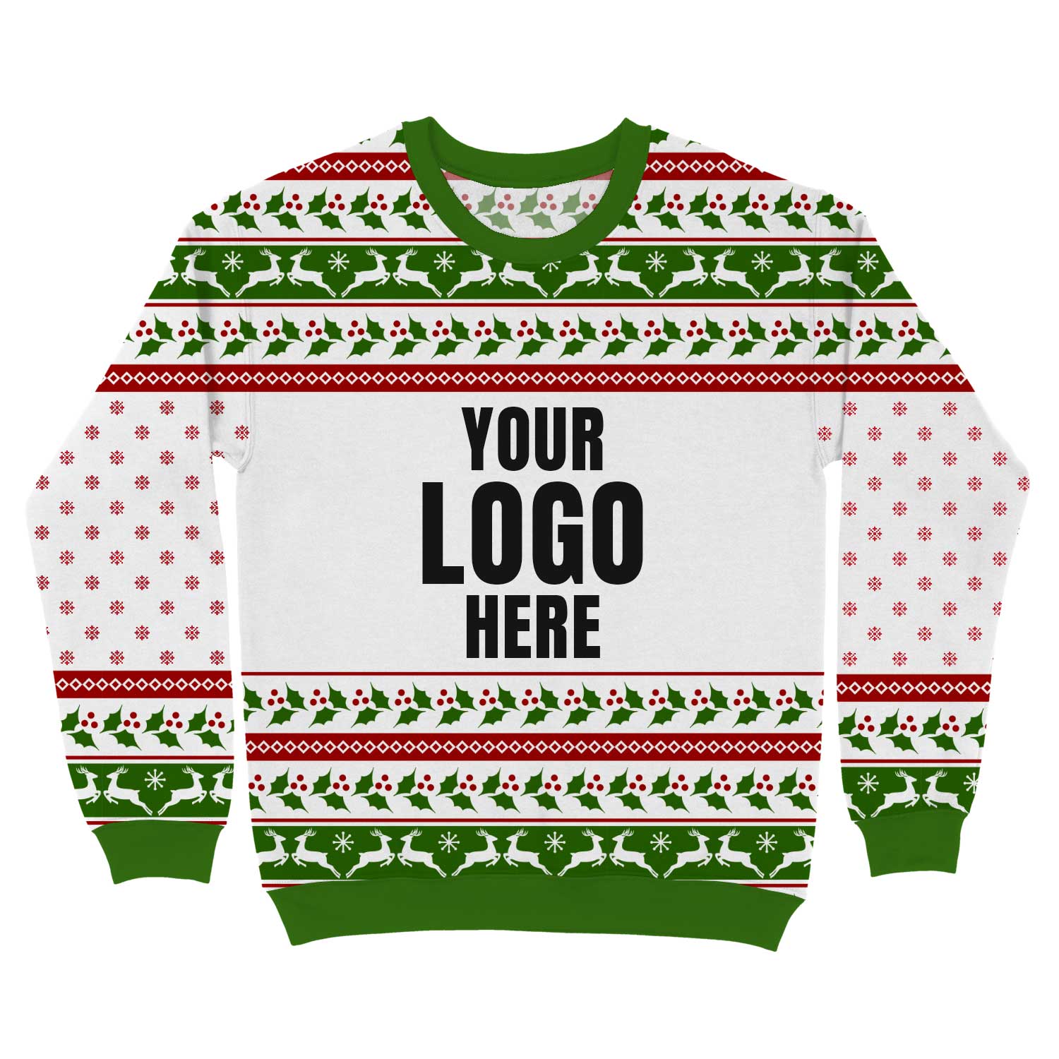 Your Logo Here Green Personalised Christmas Jumper