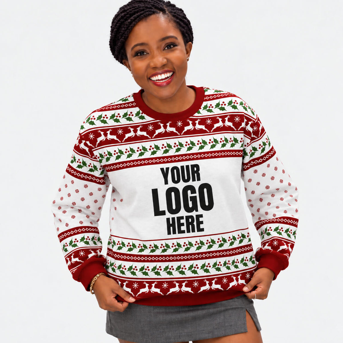 Your Logo Here Red Personalised Christmas Jumper