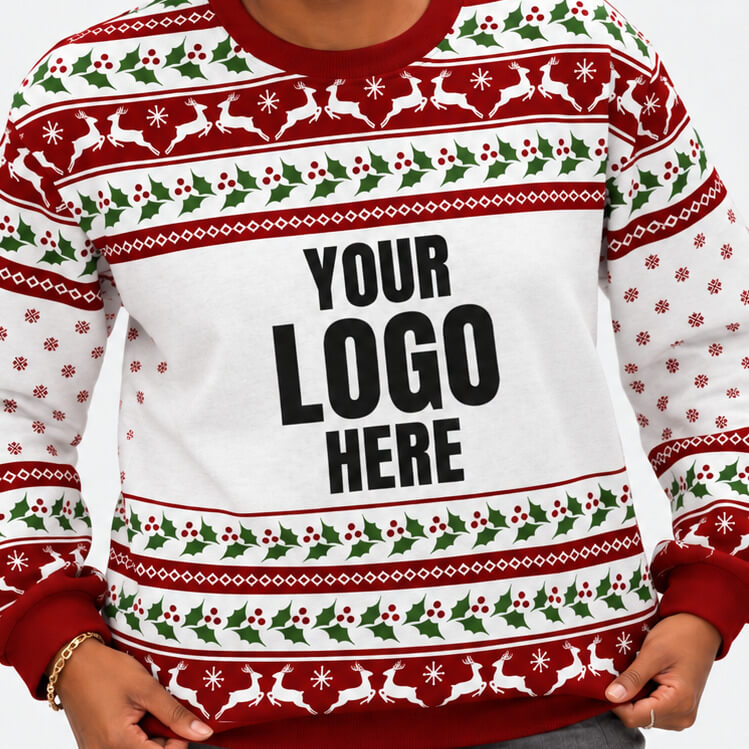Your Logo Here Red Personalised Christmas Jumper