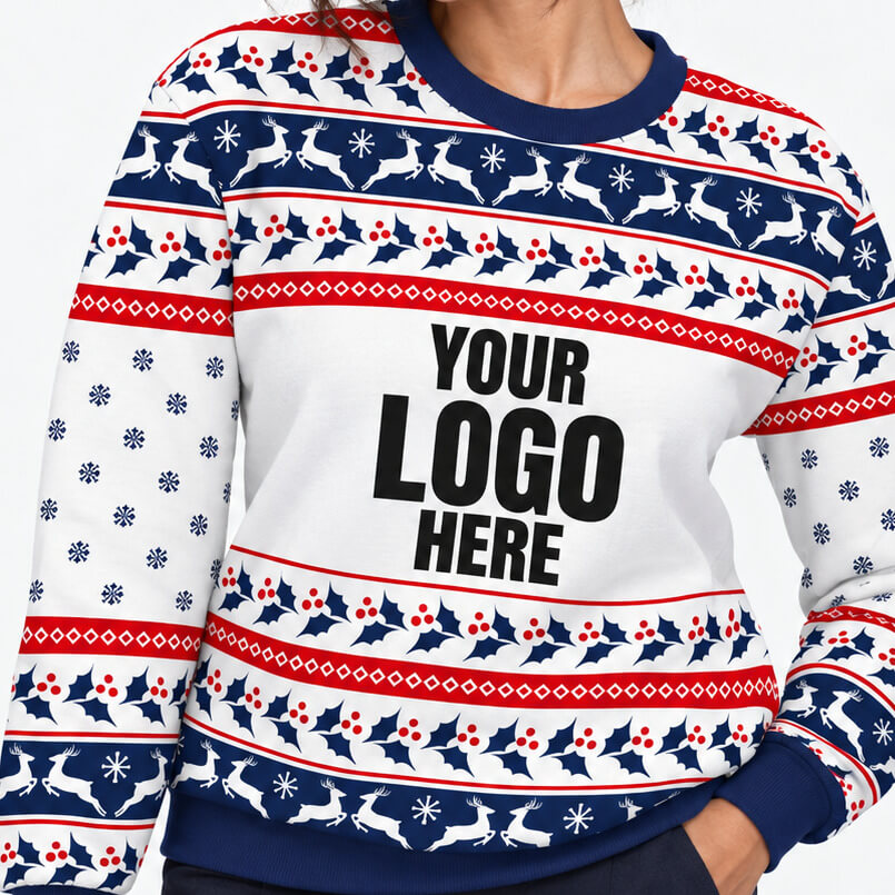 Your Logo Here Navy Personalised Christmas Jumper