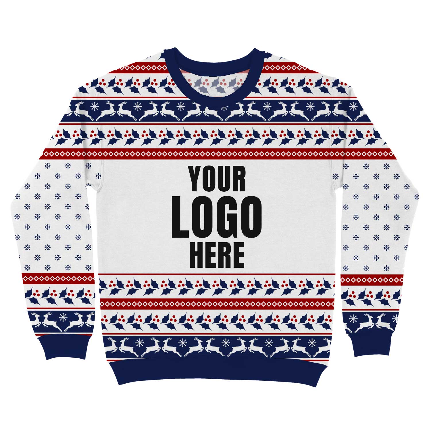 Your Logo Here Navy Personalised Christmas Jumper