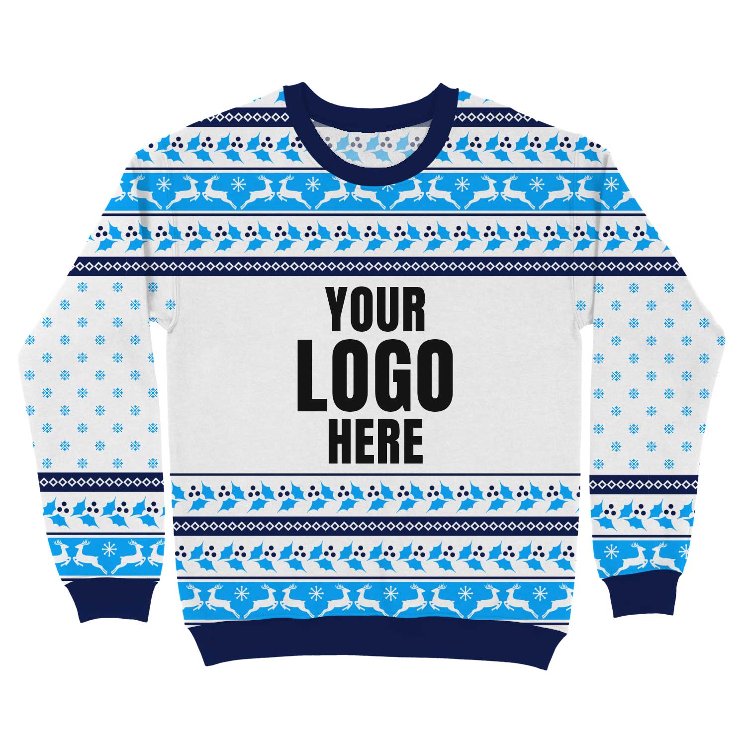Your Logo Here Blue Personalised Christmas Jumper