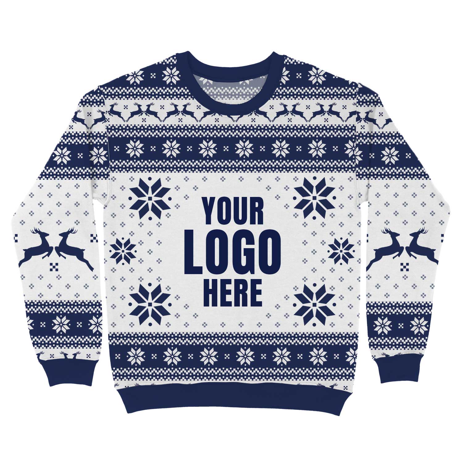 Your Logo Here Navy & White Personalised Christmas Jumper