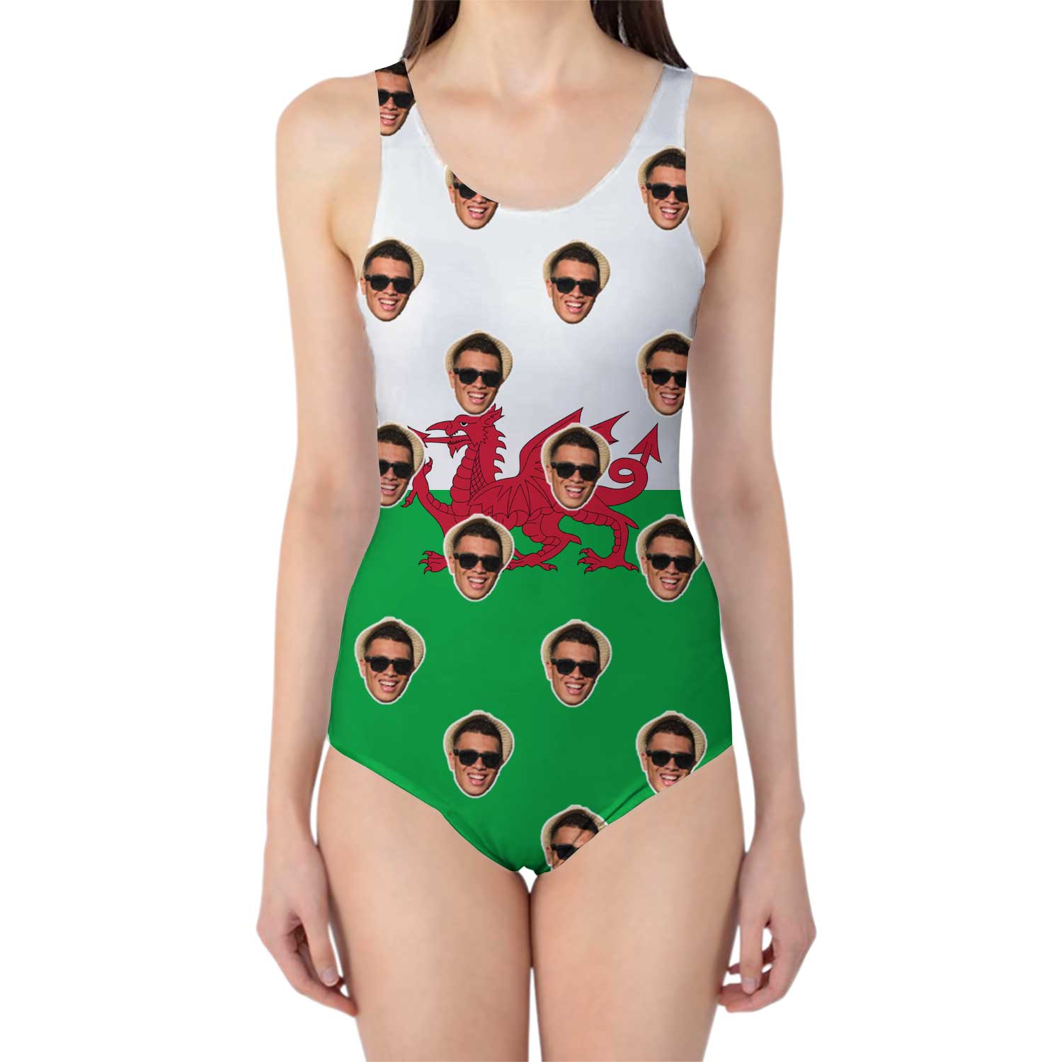 Wales Flag Personalised Faces Swimsuit
