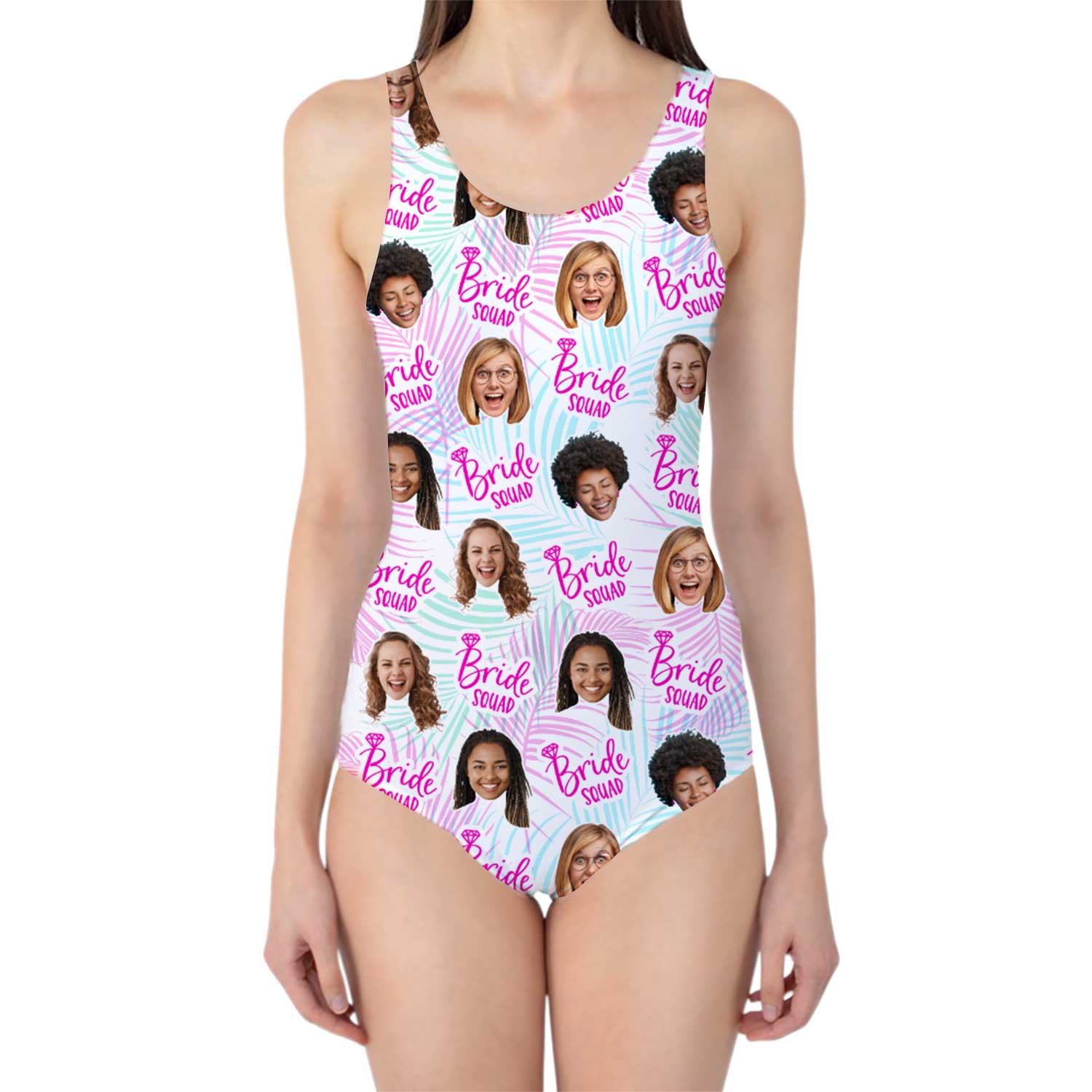 Bride Squad Swimsuit Personalised Faces
