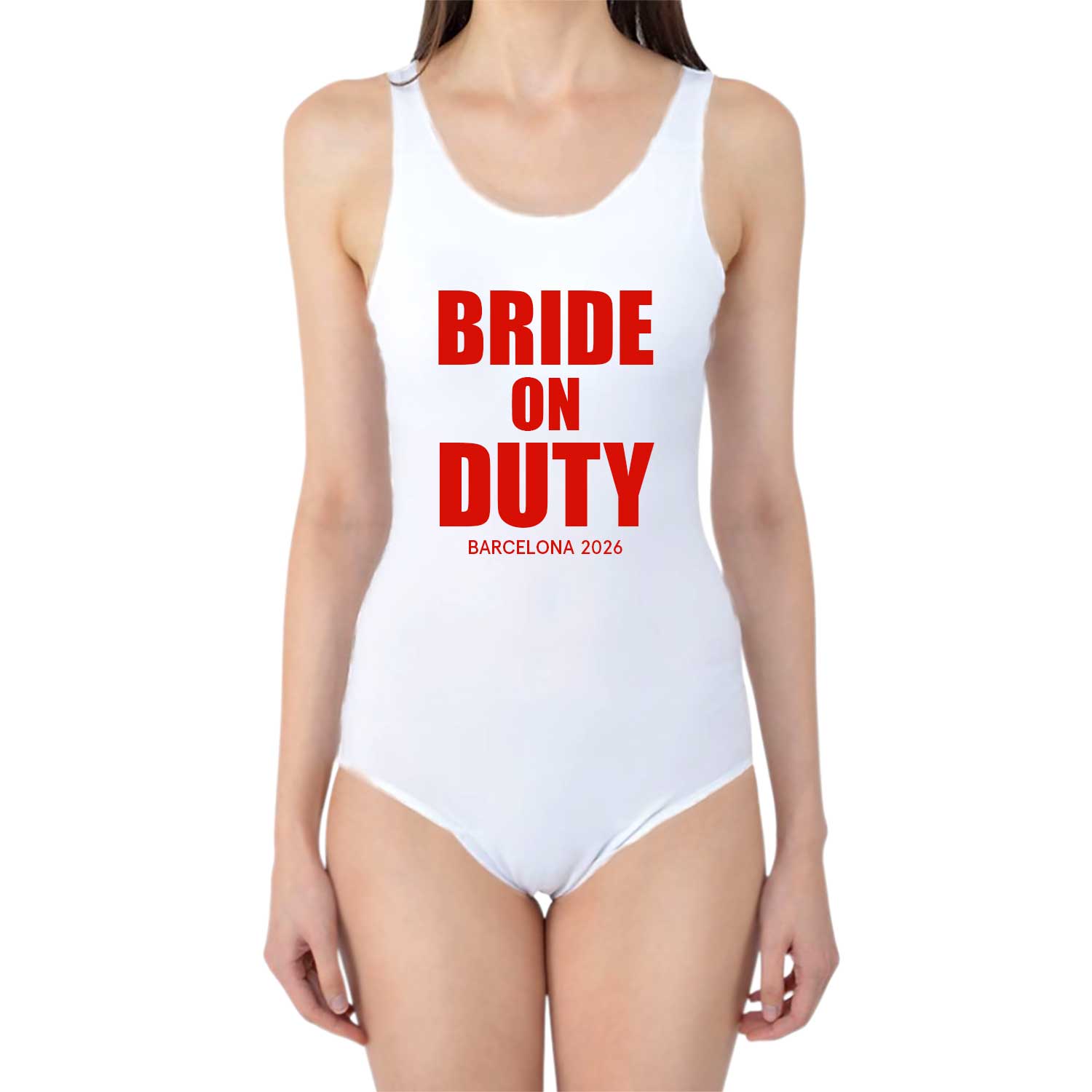 Bride on Duty Swimsuit Personalised With Location