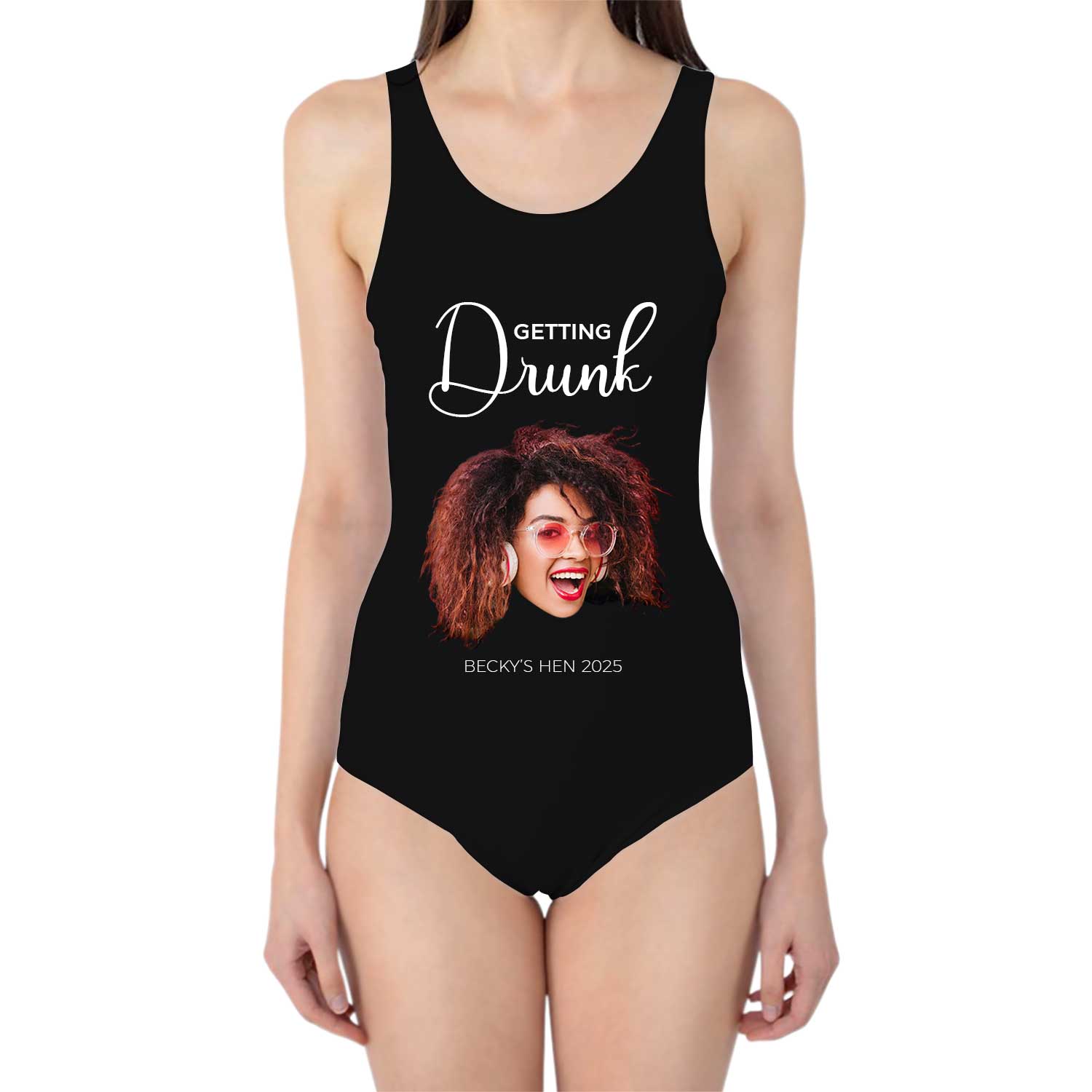 Getting Drunk Swimsuit Personalised With Face and Text