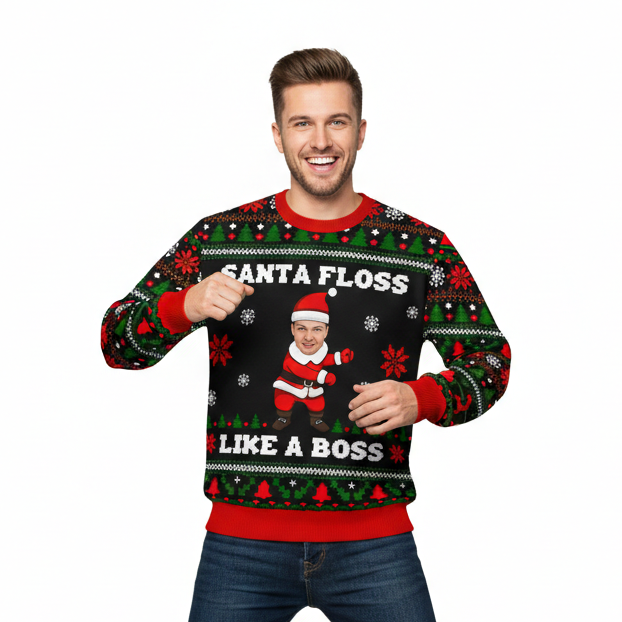 Santa Floss Like A Boss Personalised Christmas Jumper