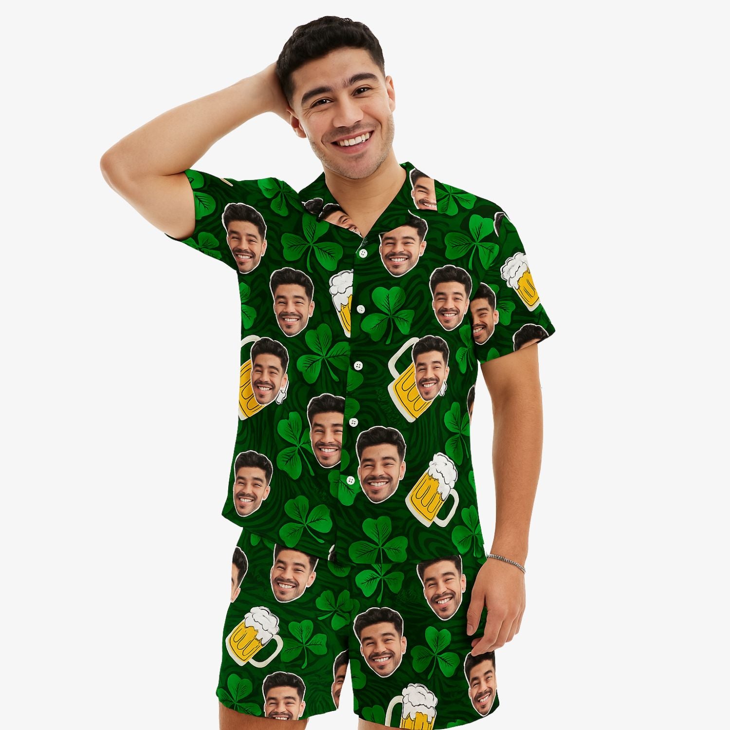 Shamrock Beer Personalised Hawaiian Shirt Shorts Set