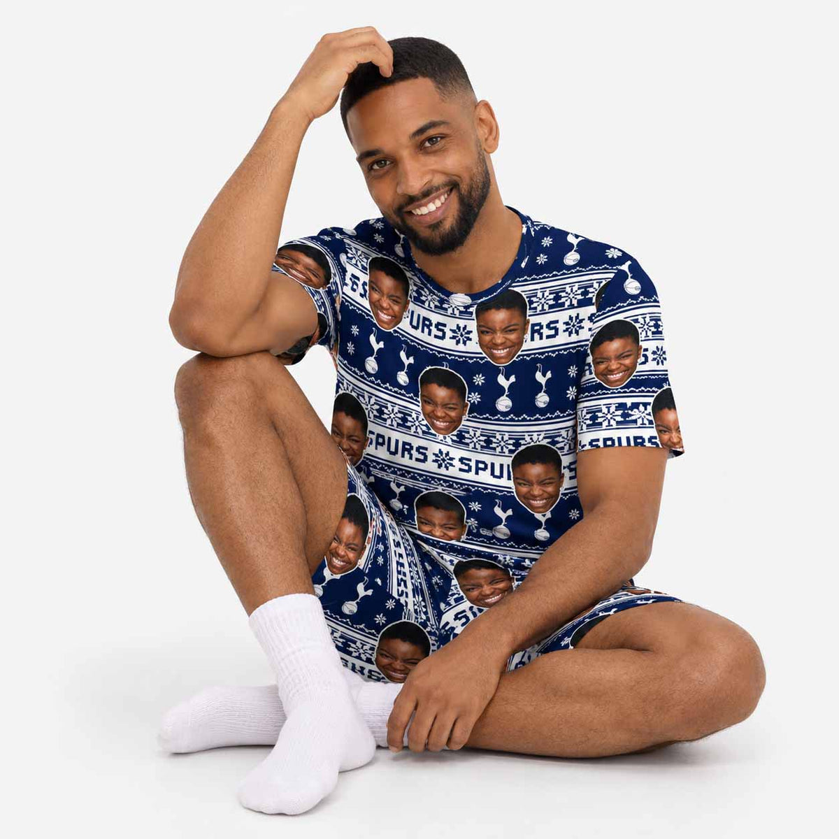 Personalised Men's Pyjamas - Spurs Christmas Men's PJ Shorts Set