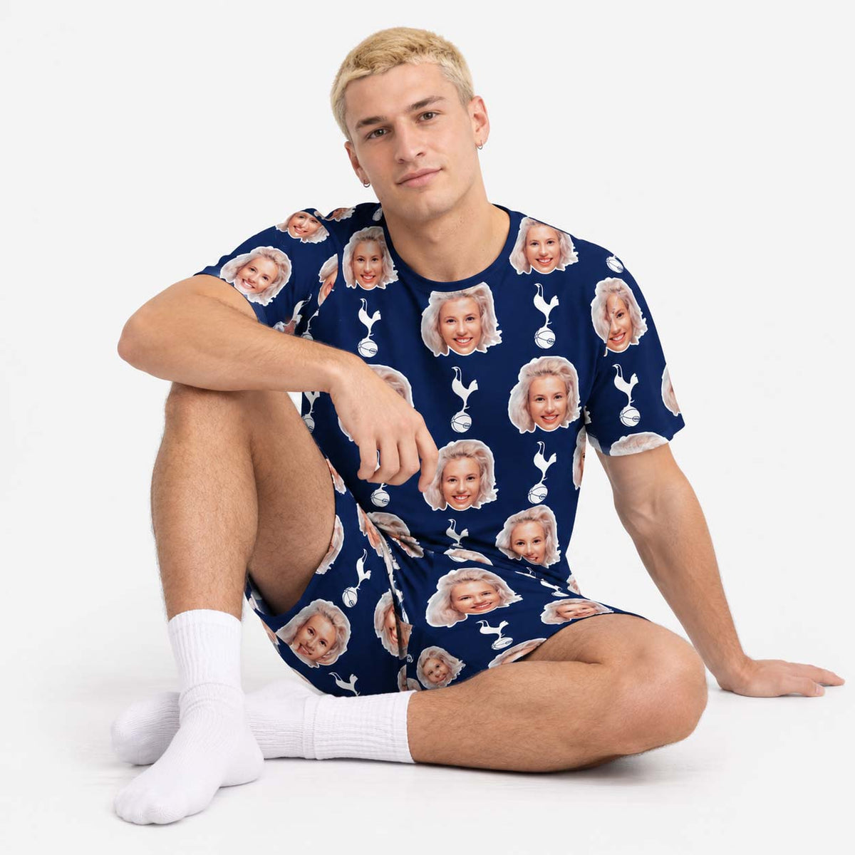 Personalised Men's Pyjamas - Spurs Navy Men's PJ Shorts Set