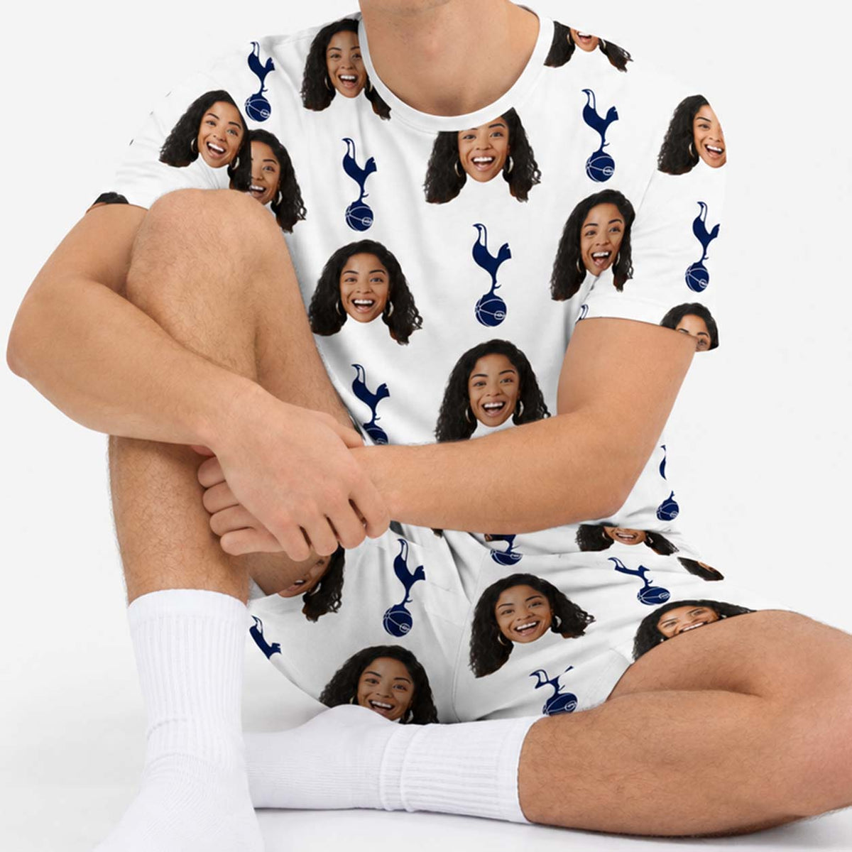 Personalised Men's Pyjamas - Spurs White Men's PJ Shorts Set