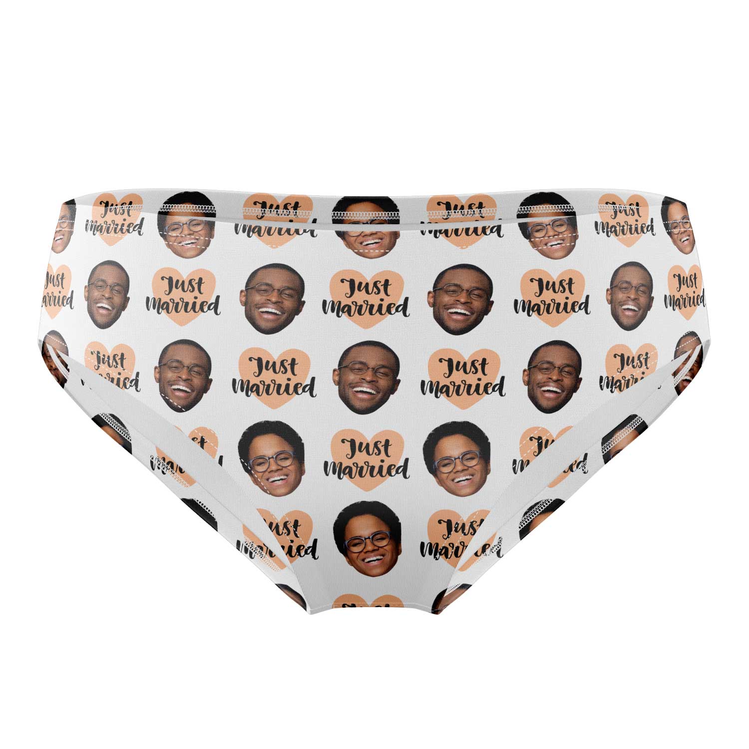 Just Married Personalised Face Pattern Swim Trunks