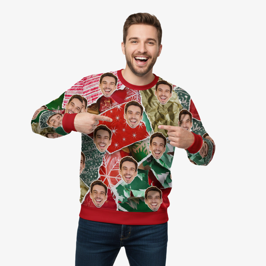 Ugly Scrappy Wrap Personalised Christmas Jumper