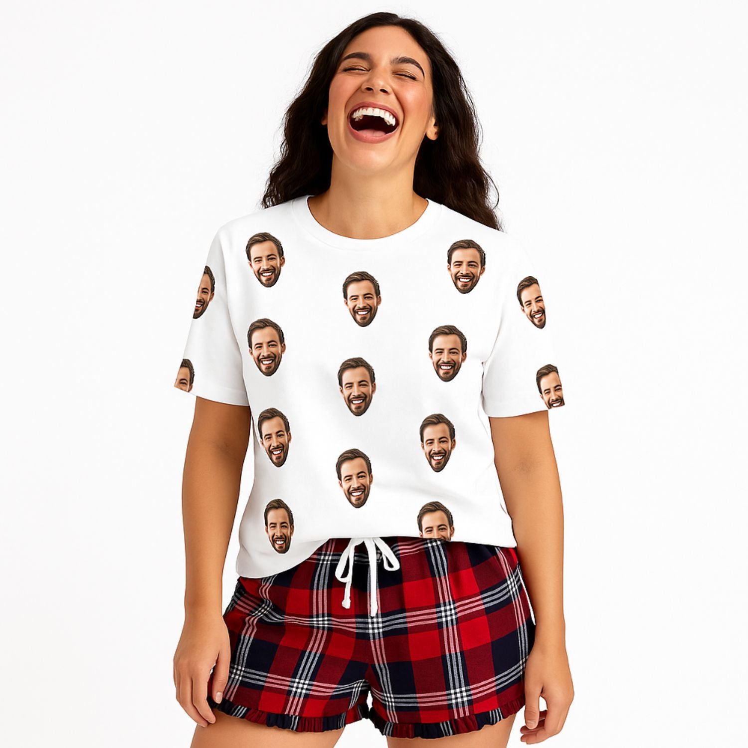 Women's Face Pyjamas - Tartan Shorts