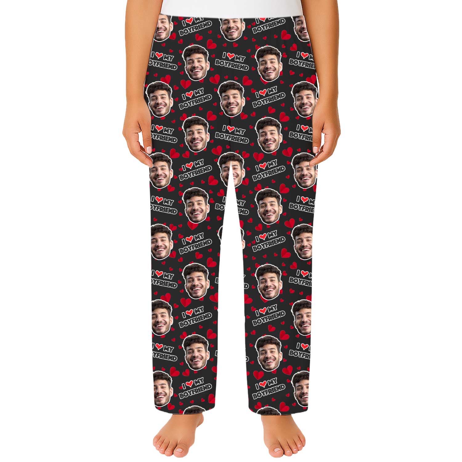 I Love My Boyfriend Custom Women's PJ Bottoms