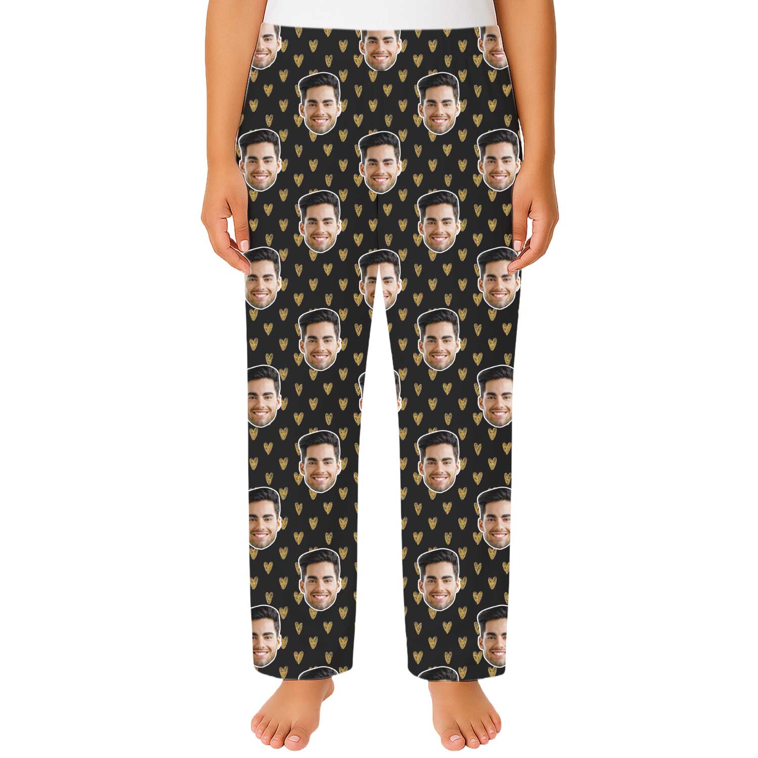 Gold Hearts Custom Face Women's PJ Bottoms