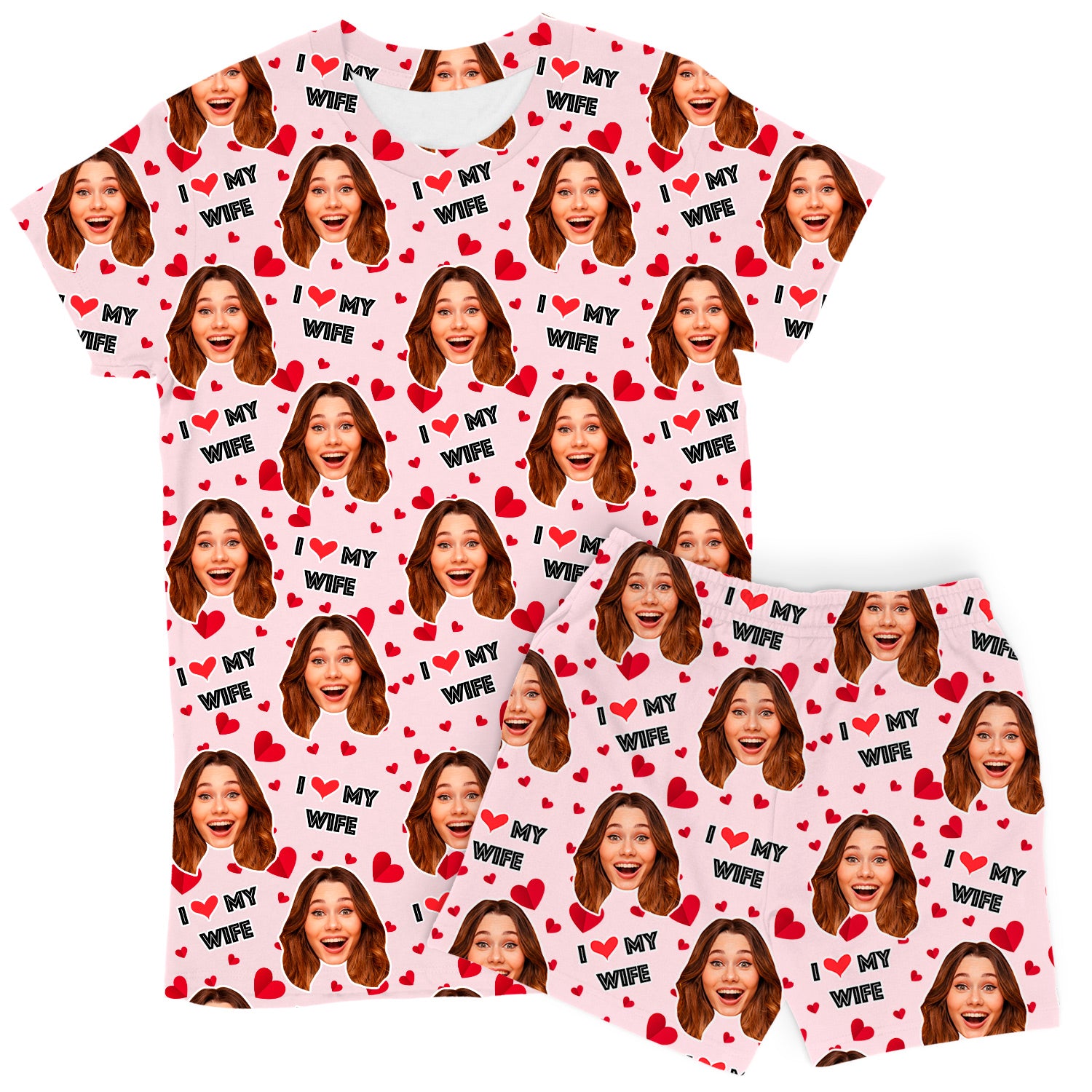 I Love My Wife Custom Women's PJ Shorts Set
