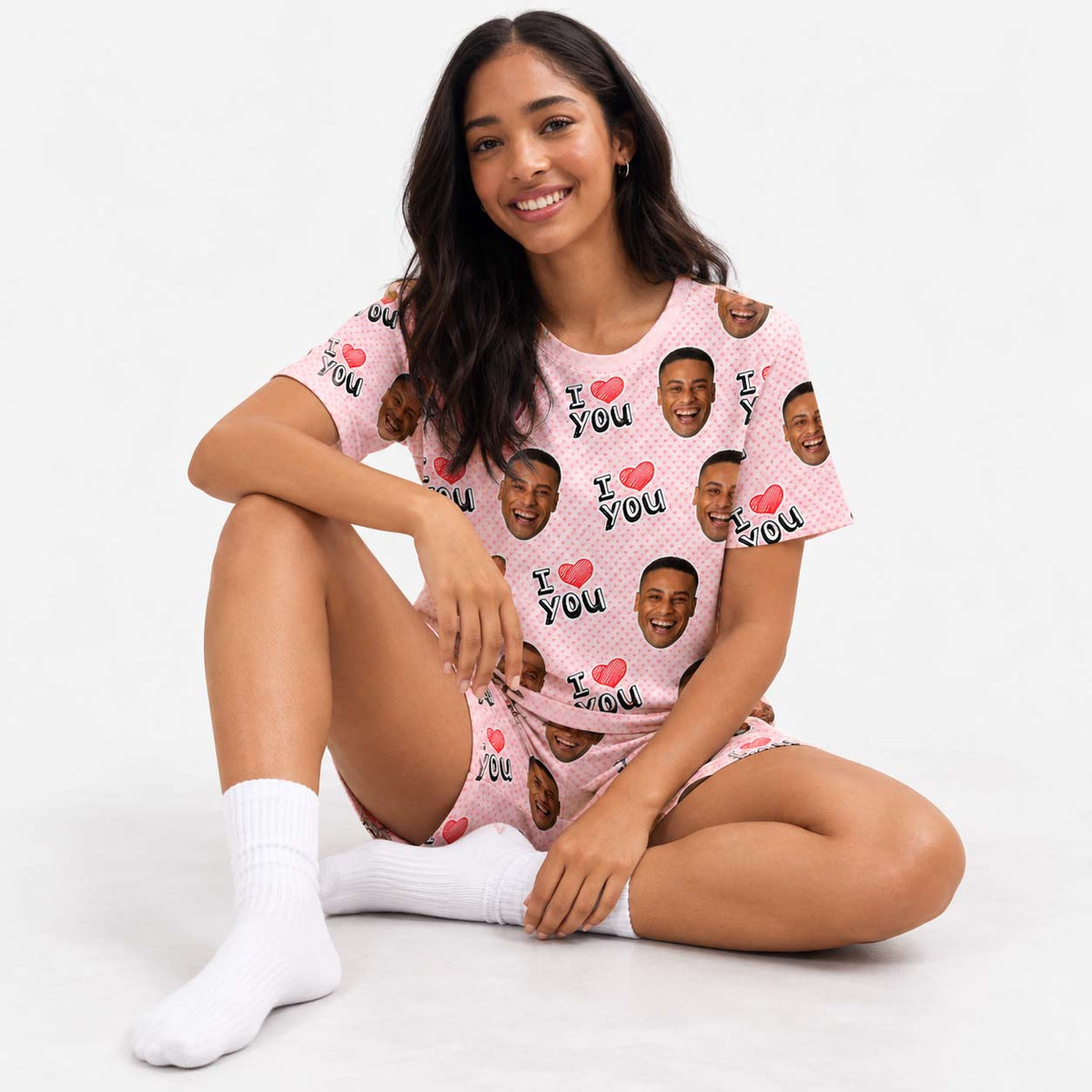 Women's I Heart You Personalised PJs - Shorts Set
