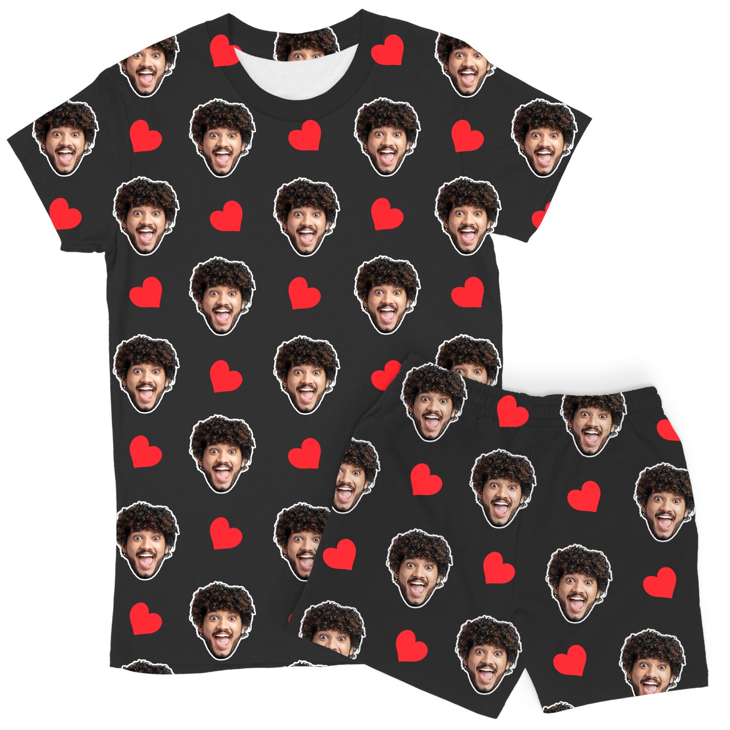 Red Hearts Custom Women's PJ Shorts Set