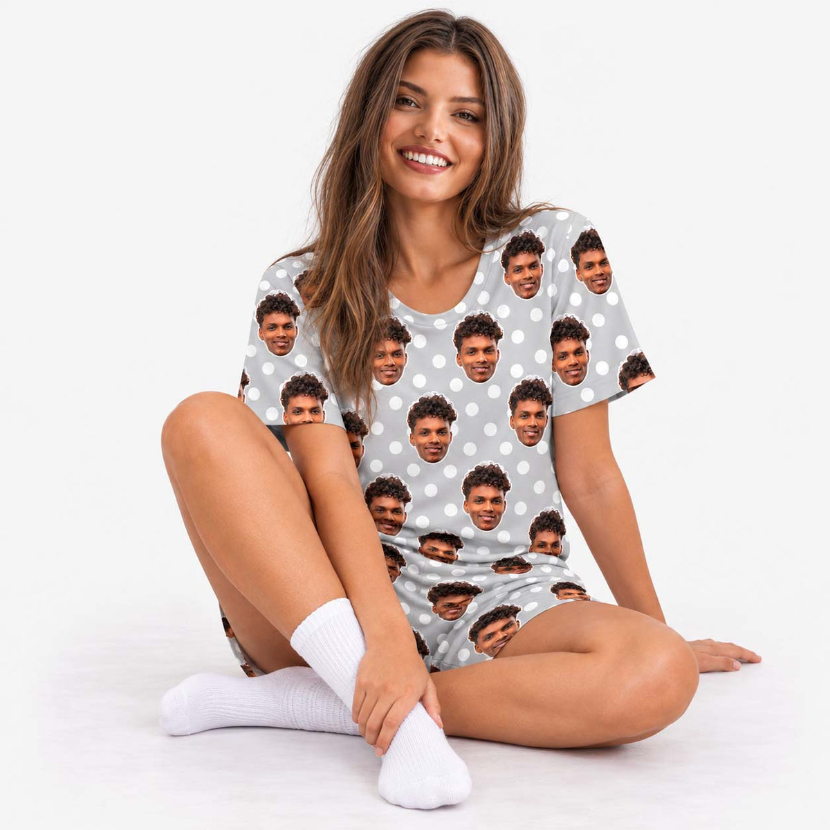 Women's Polka Dot Personalised PJs - Shorts Set