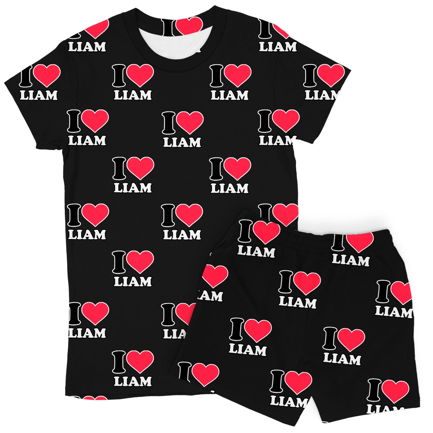 Women's I Heart Name Personalised PJs - Shorts Set