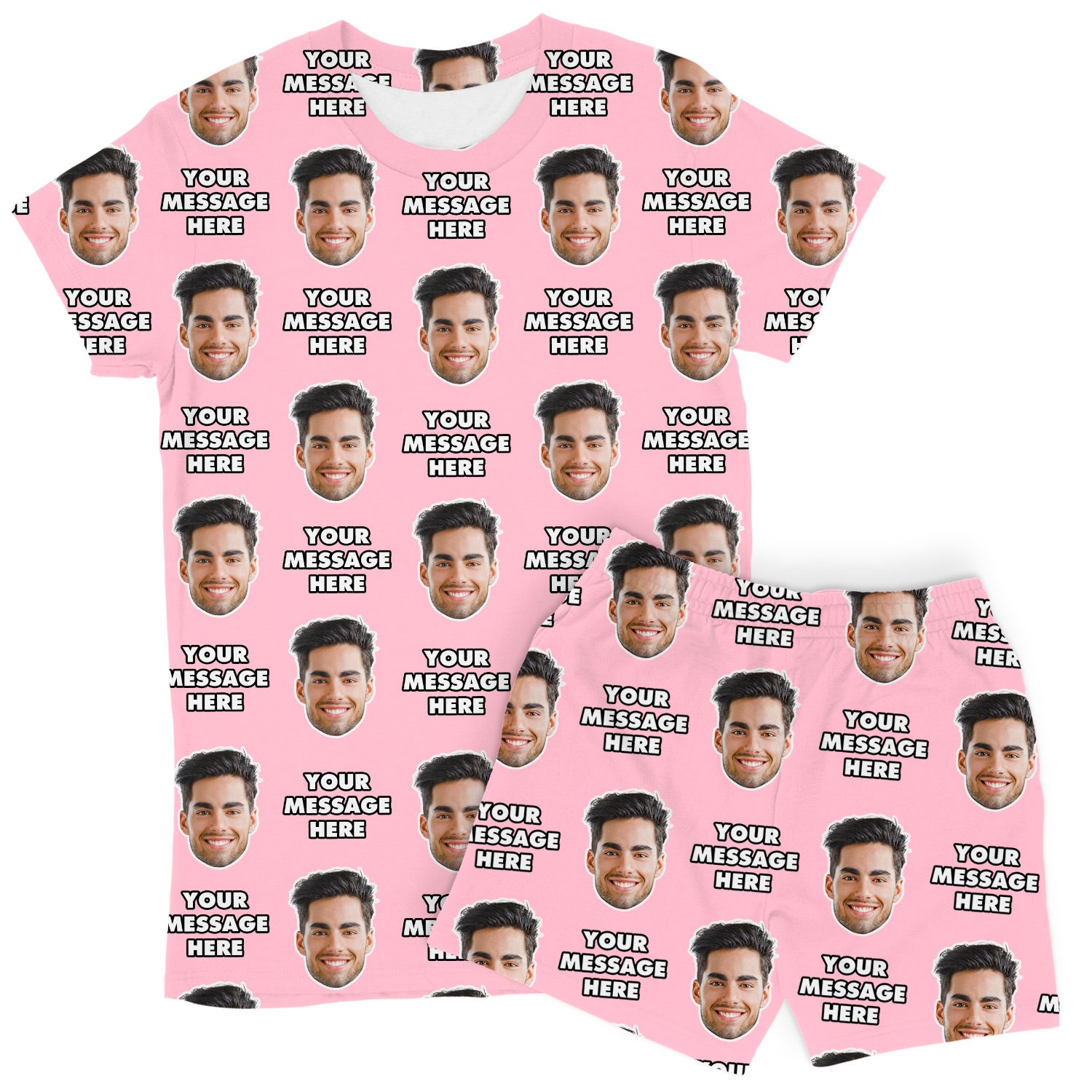 Women’s Personalised Message & Face PJs - Shorts Set