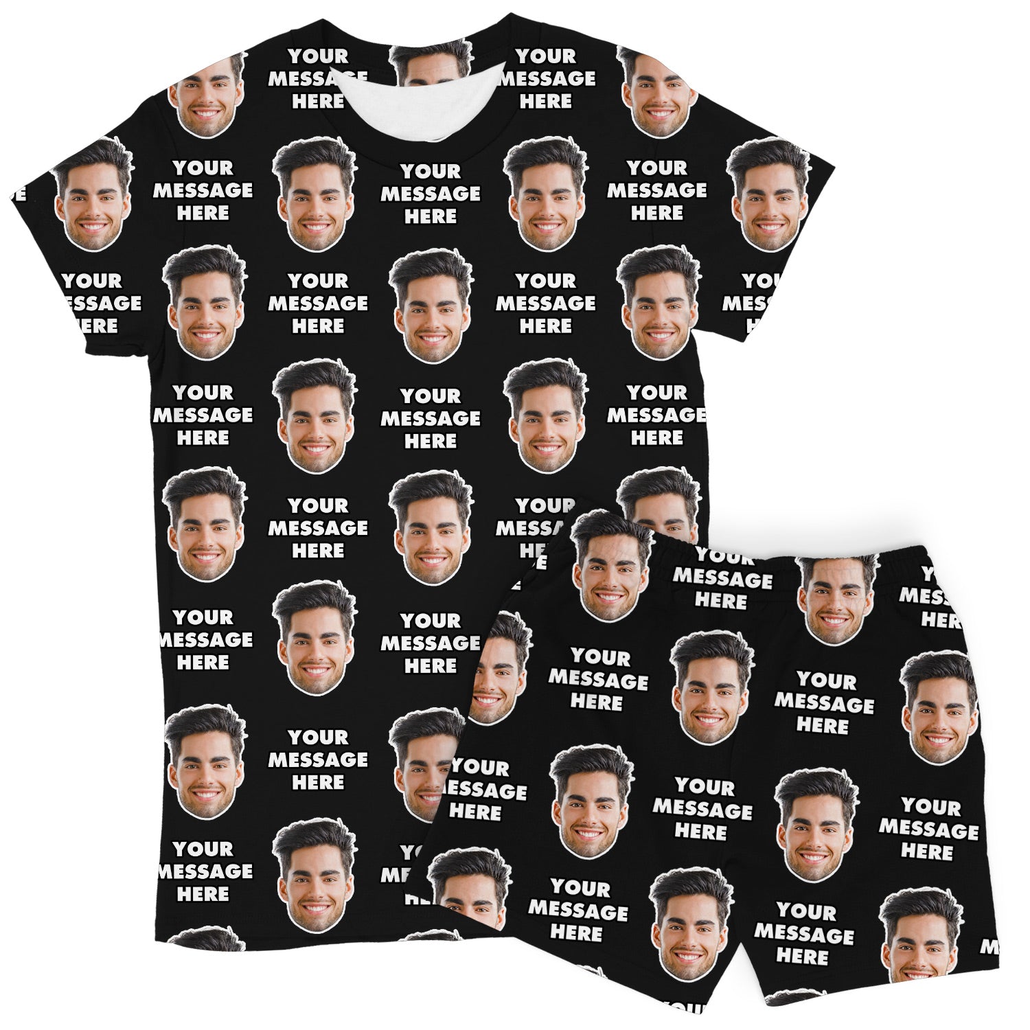 Women’s Personalised Message & Face PJs - Shorts Set