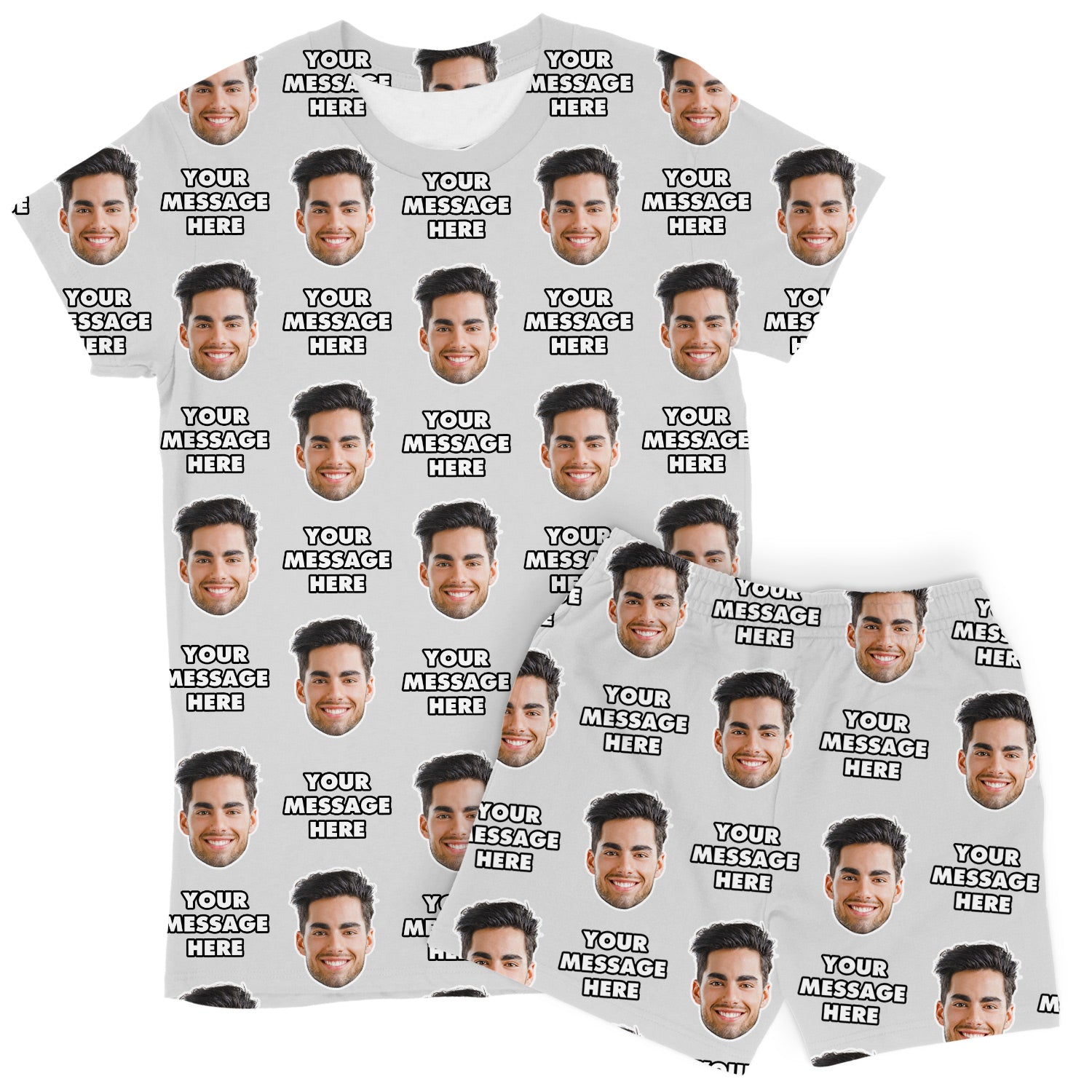 Women’s Personalised Message & Face PJs - Shorts Set