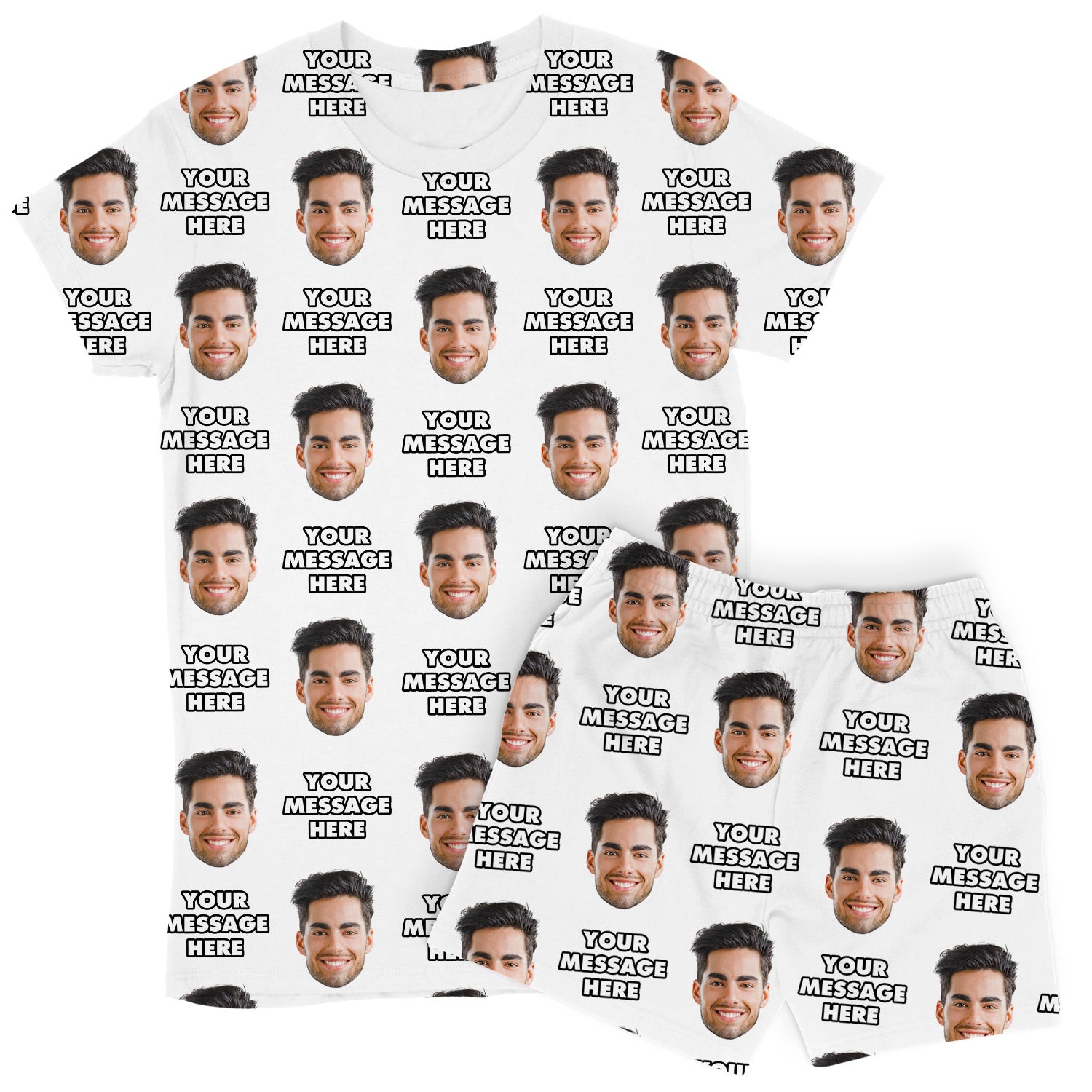 Women’s Personalised Message & Face PJs - Shorts Set