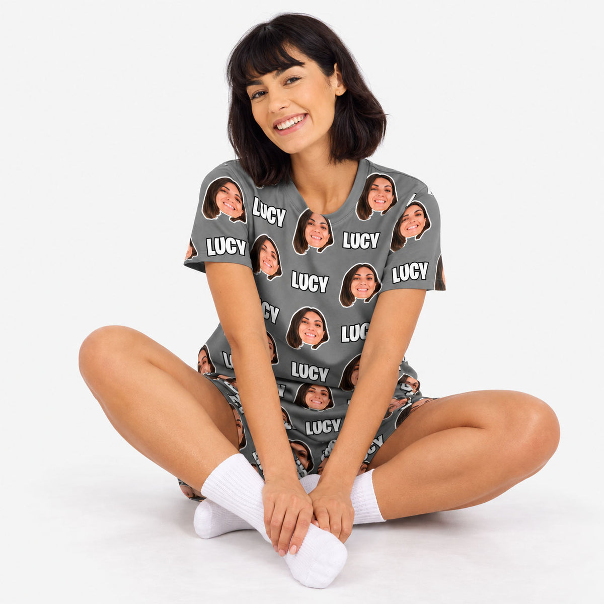 Women's Face & Name Personalised PJs - Shorts Set