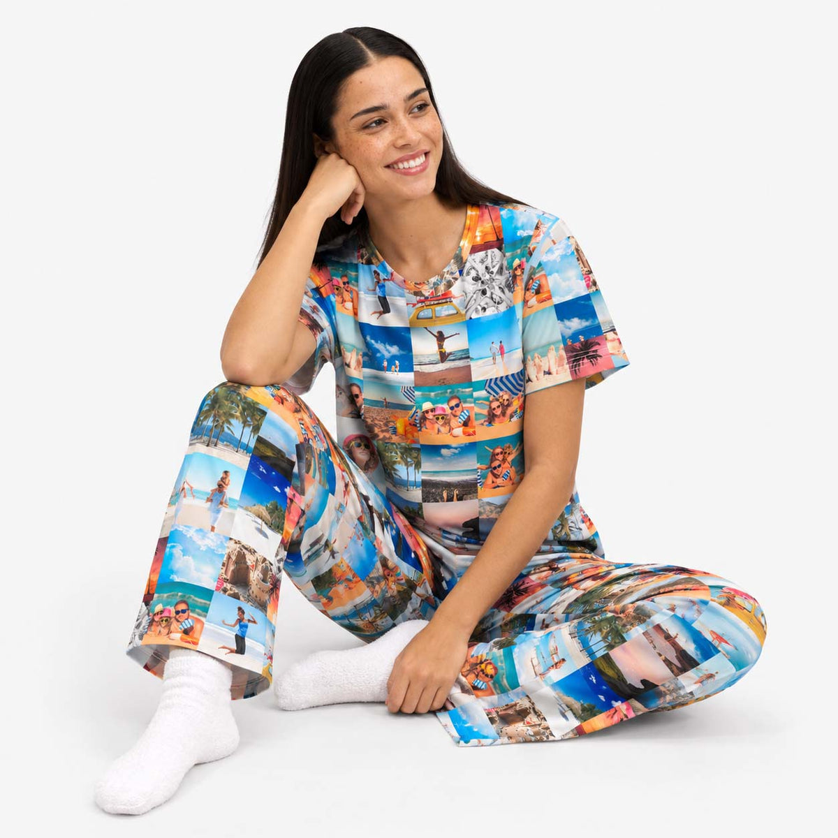 Women's Photo Collage Pyjamas - Trouser Set