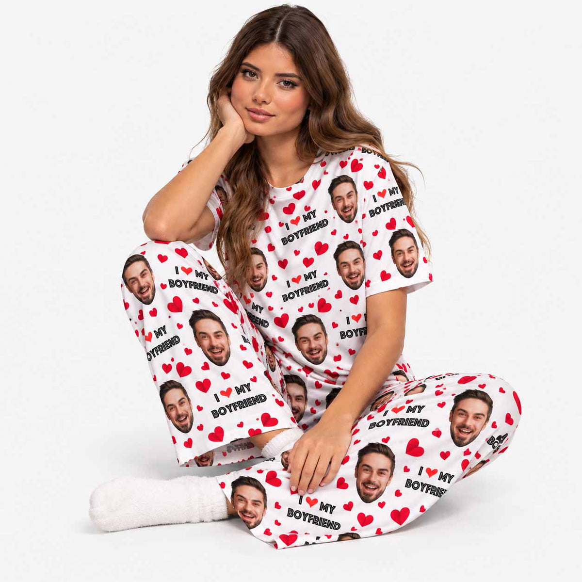 Women's I Love My Boyfriend Pyjamas - Trouser Set