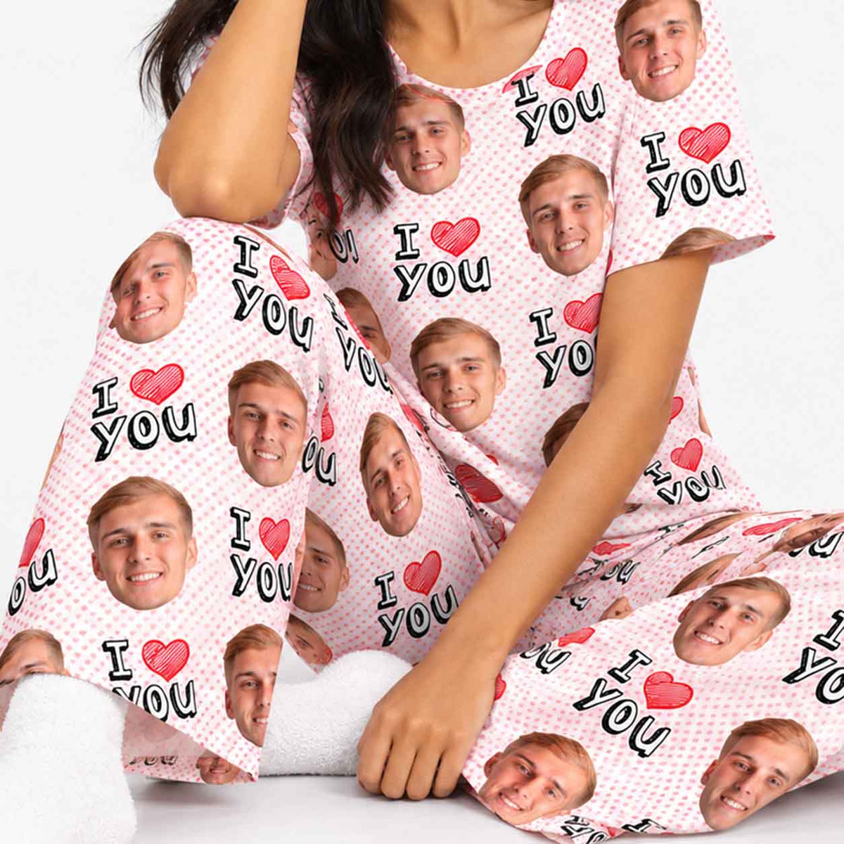 Women's I Heart You Personalised Pyjamas - Trouser Set