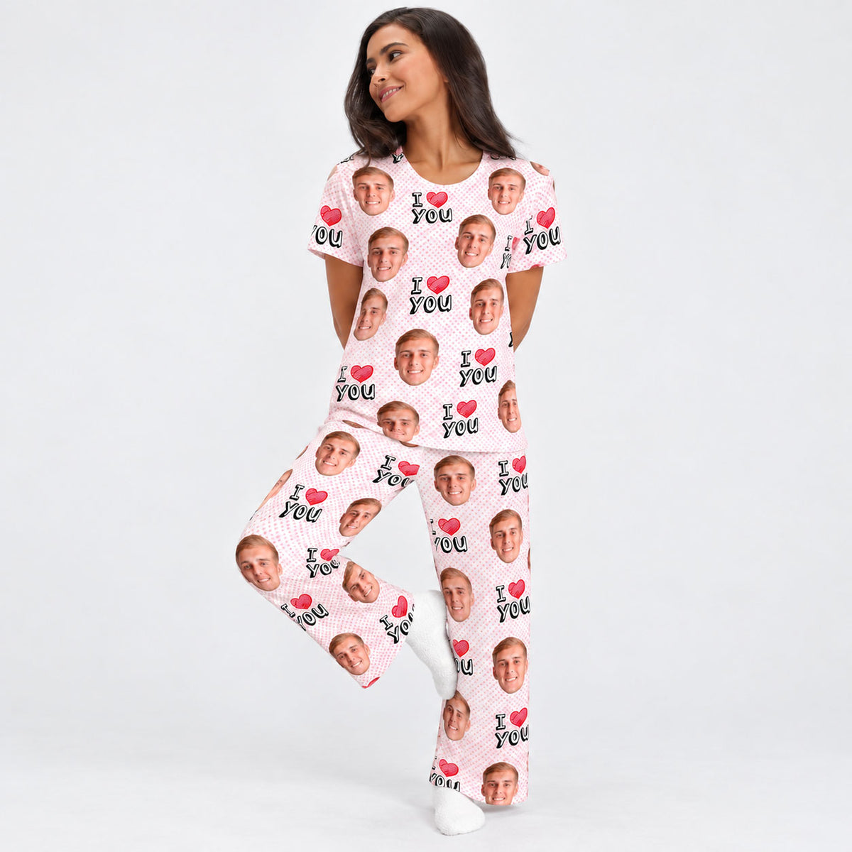 Women's I Heart You Personalised Pyjamas - Trouser Set