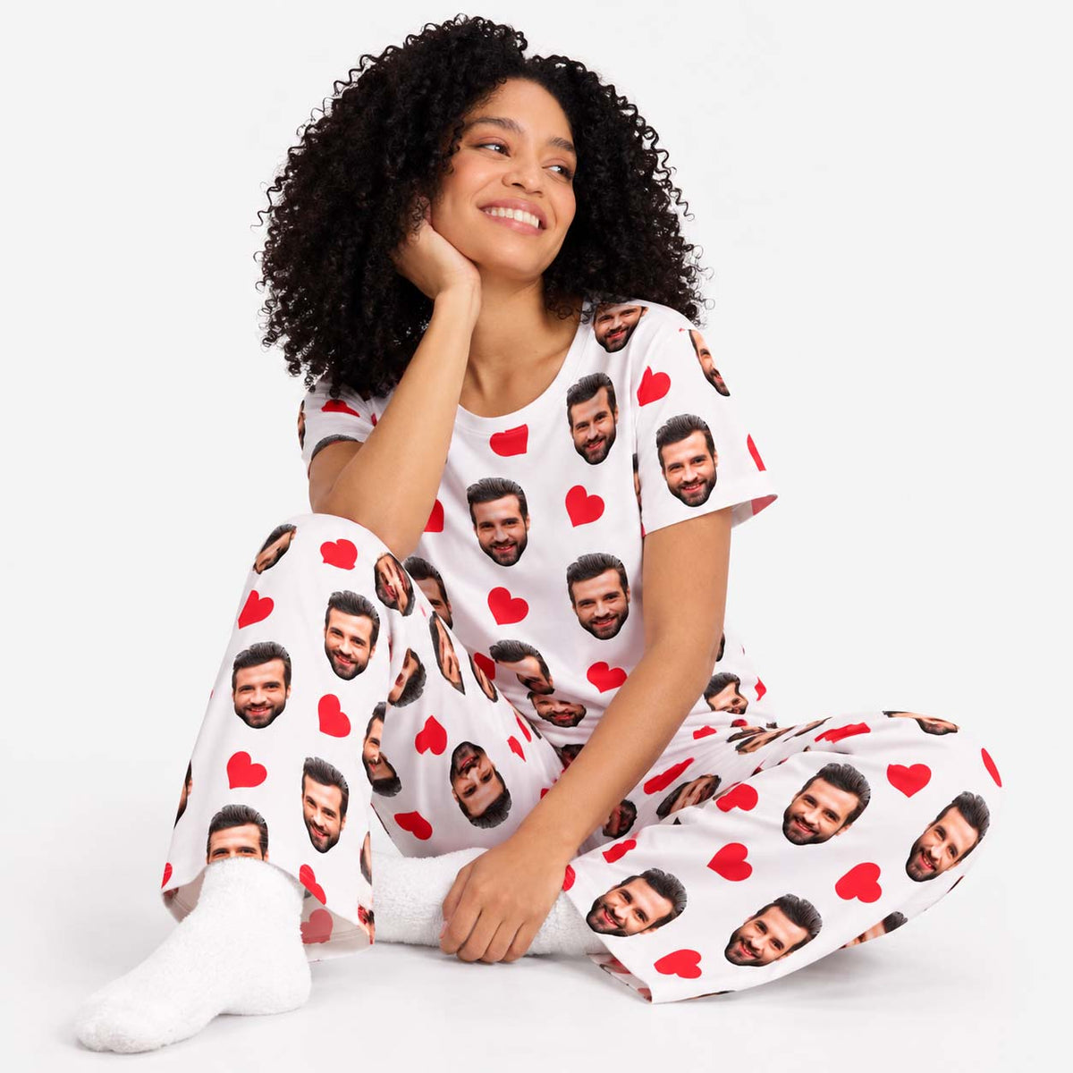 Women's Love Hearts Personalised Pyjamas - Trouser Set