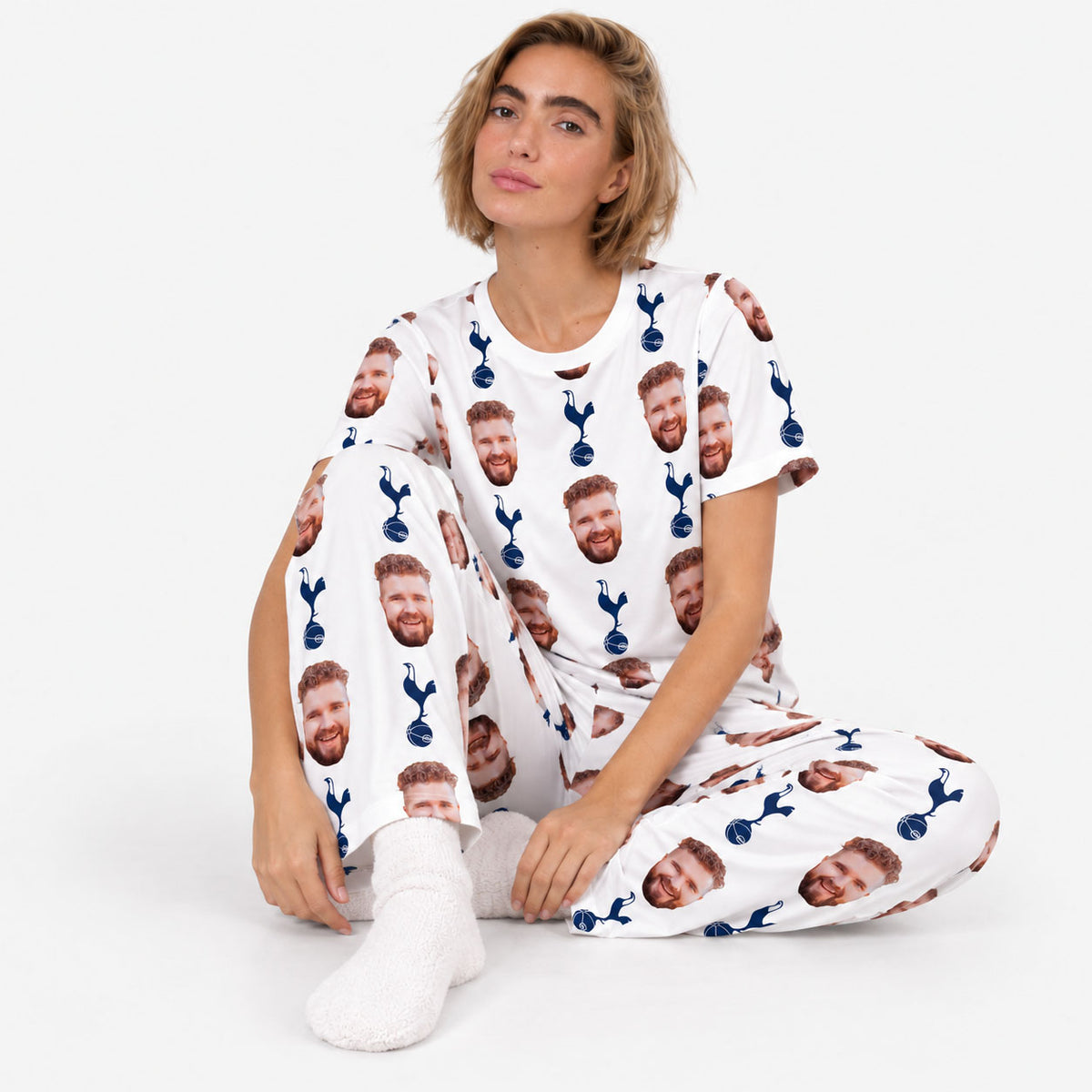 Spurs White Personalised Women's Pyjamas - Trouser Set