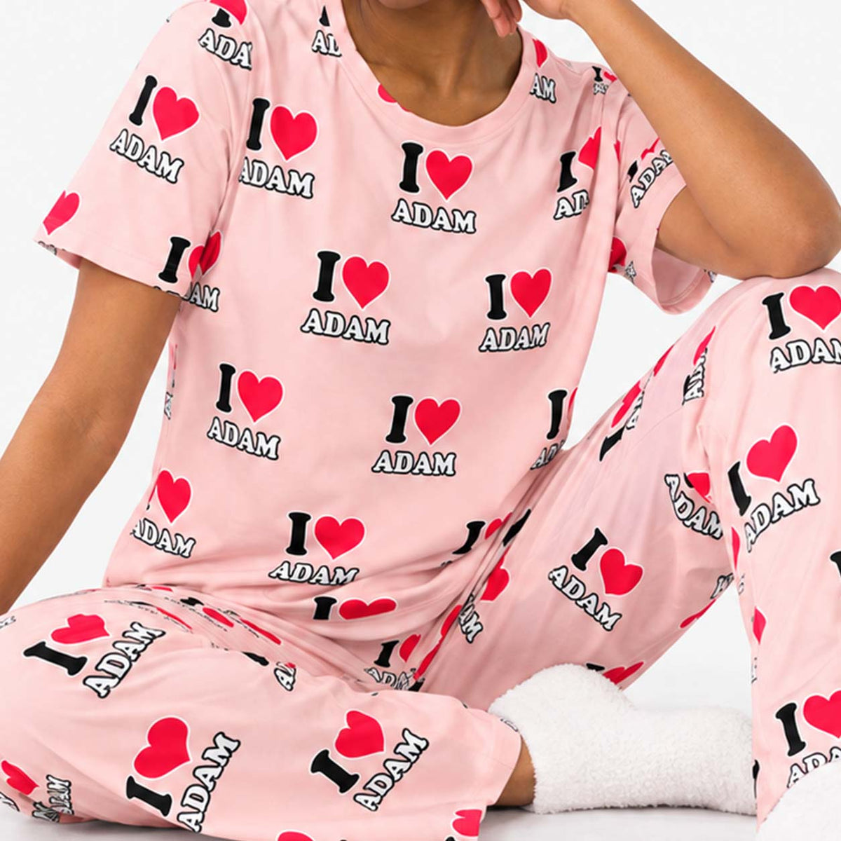 Women's I Heart Name Personalised Pyjamas - Trouser Set