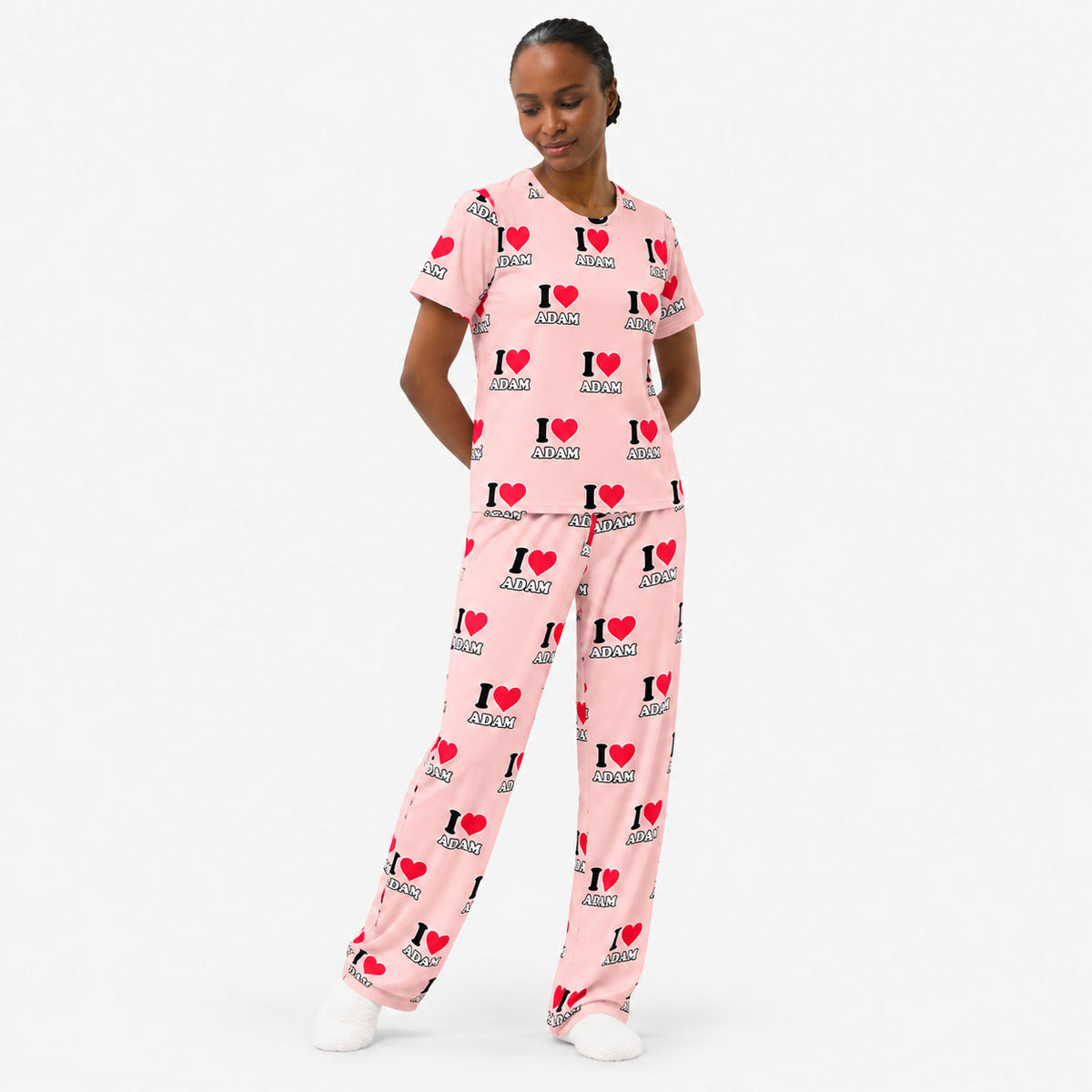 Women's I Heart Name Personalised Pyjamas - Trouser Set