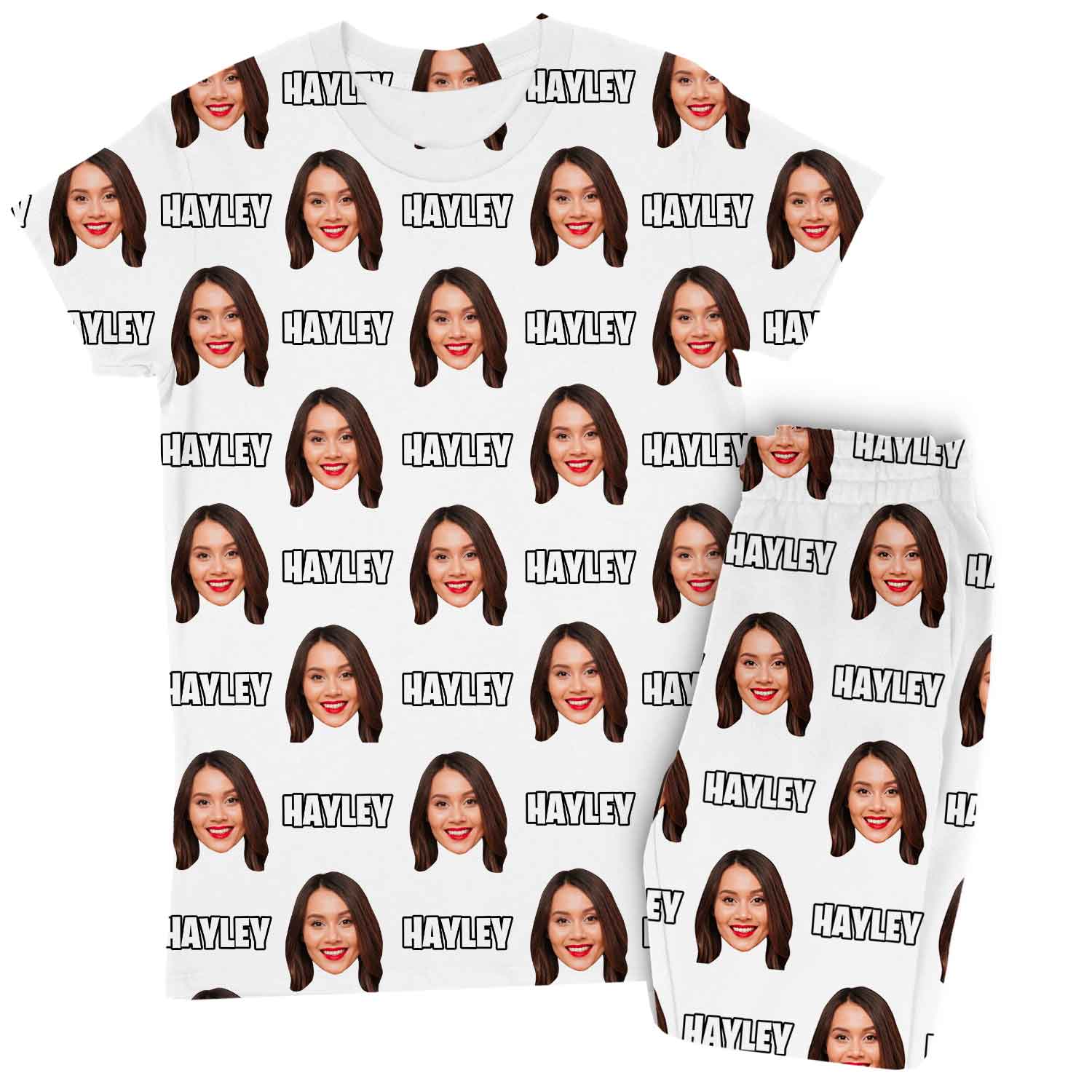 Women's Custom Face & Name Personalised Pyjamas - Trouser Set