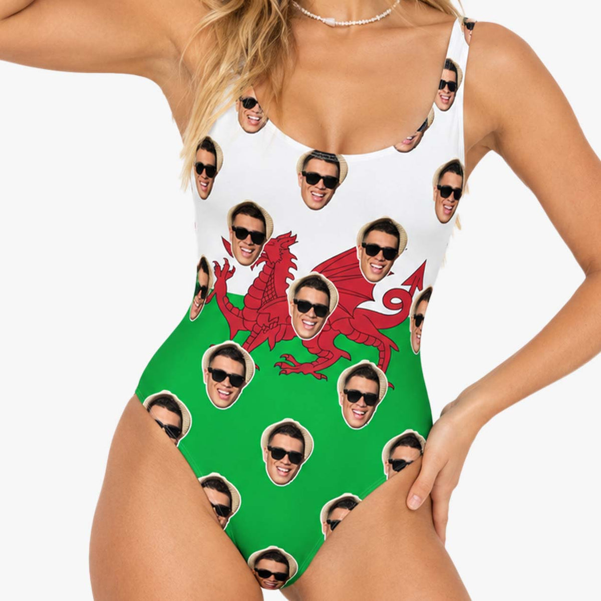Wales Flag Personalised Faces Swimsuit