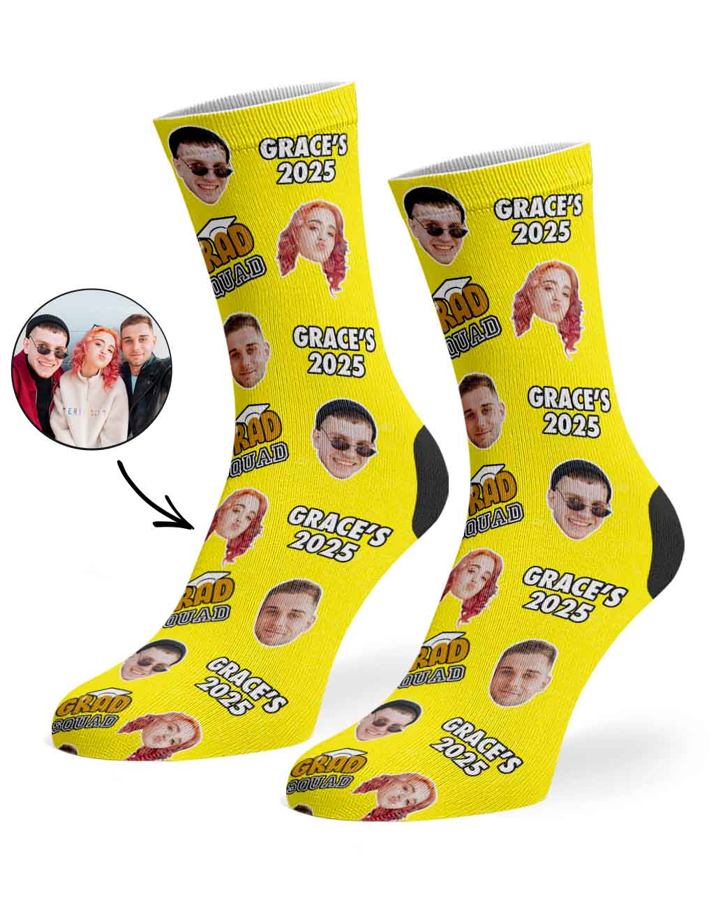 Personalised Grad Squad Socks With Your Name & Faces