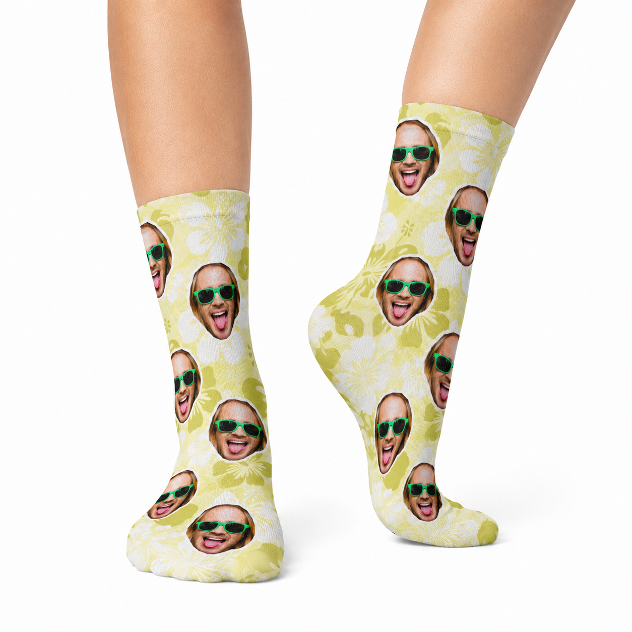 Yellow Hawaiian Face Socks