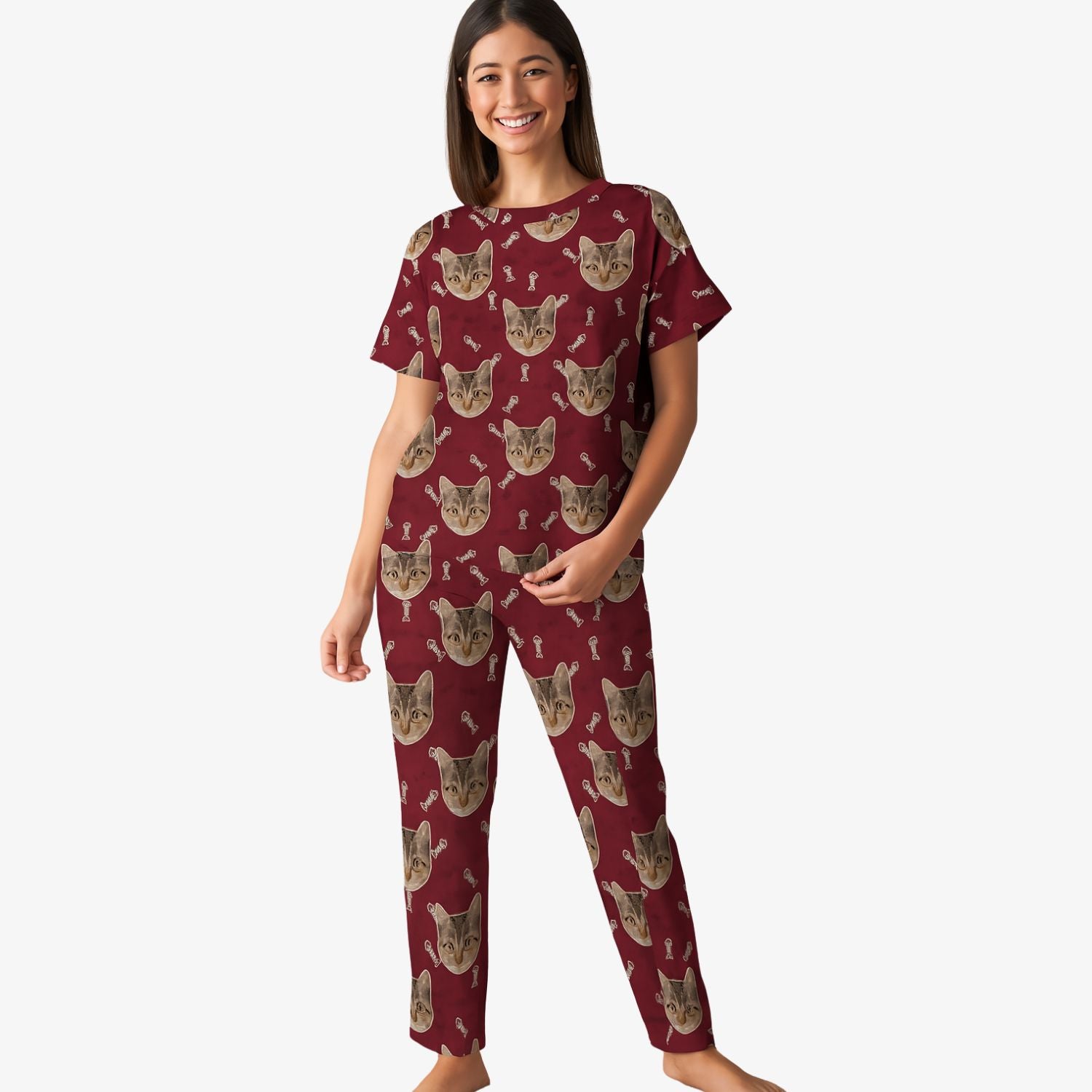 womens personalised cat pyjamas