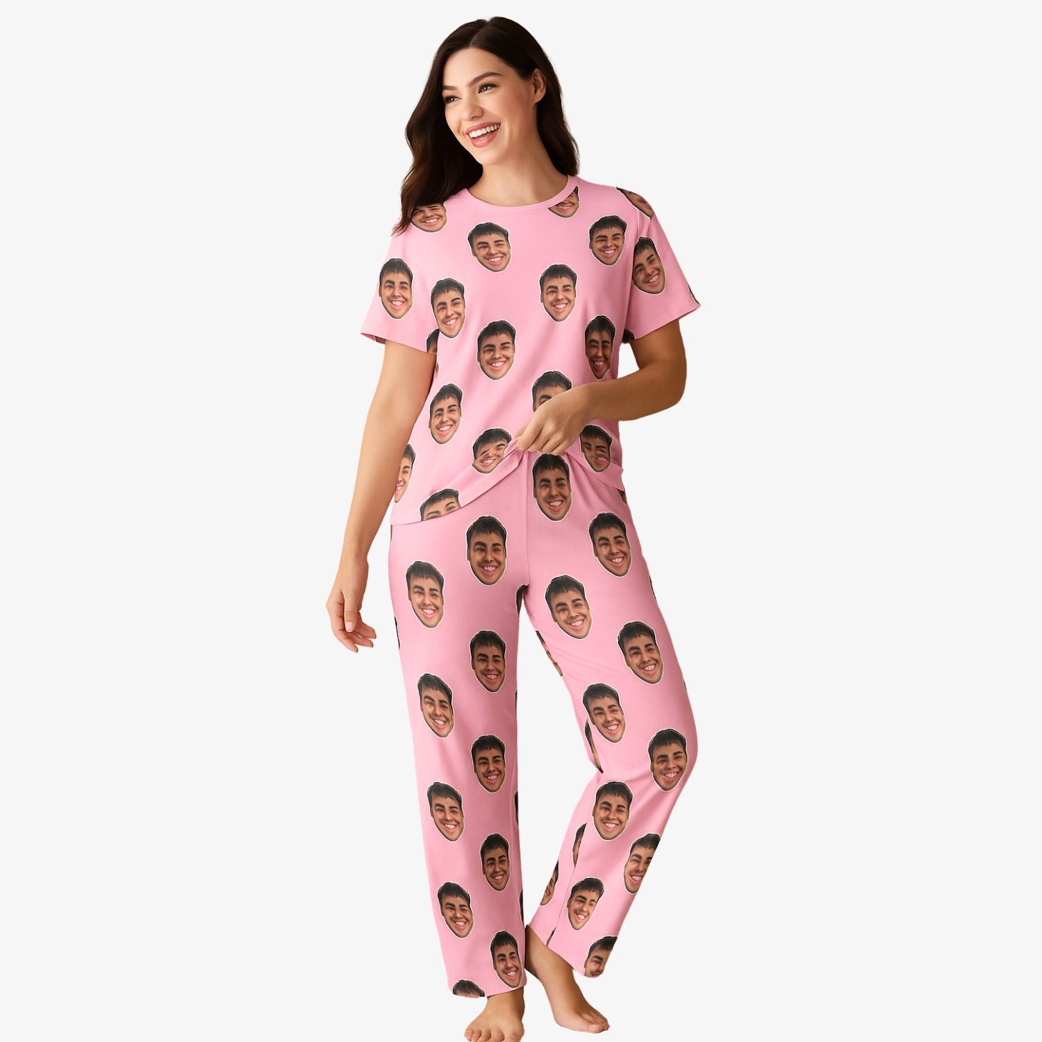 womens cute personalised pjs in baby pink