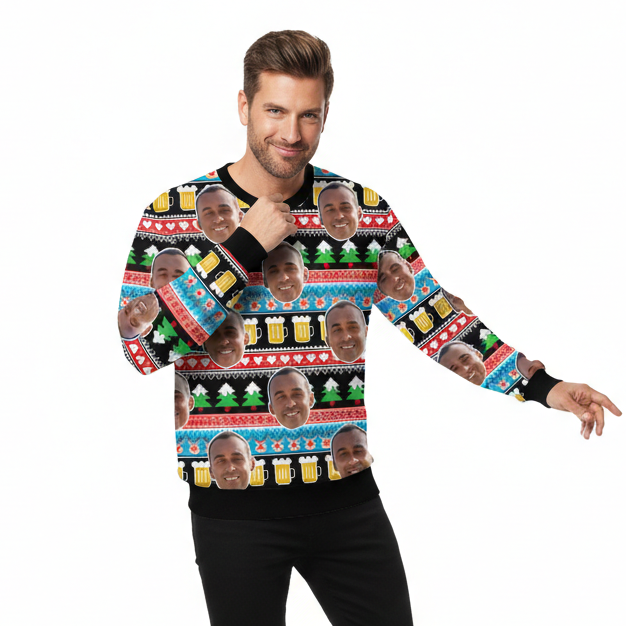 Your Face Beer Personalised Christmas Jumper