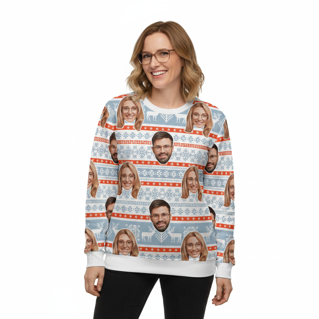Your Face Nordic Reindeer Personalised Christmas Jumper