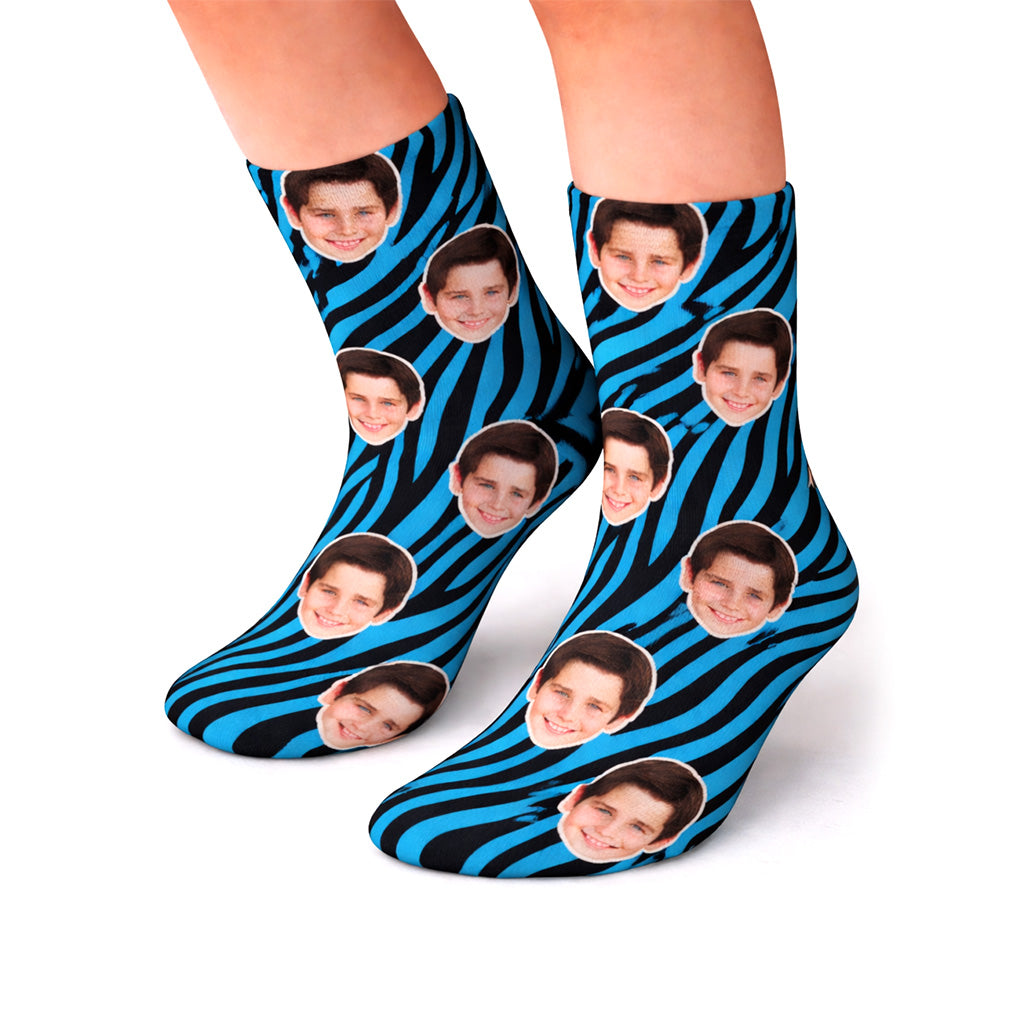 Zebra Print Face Kids Socks